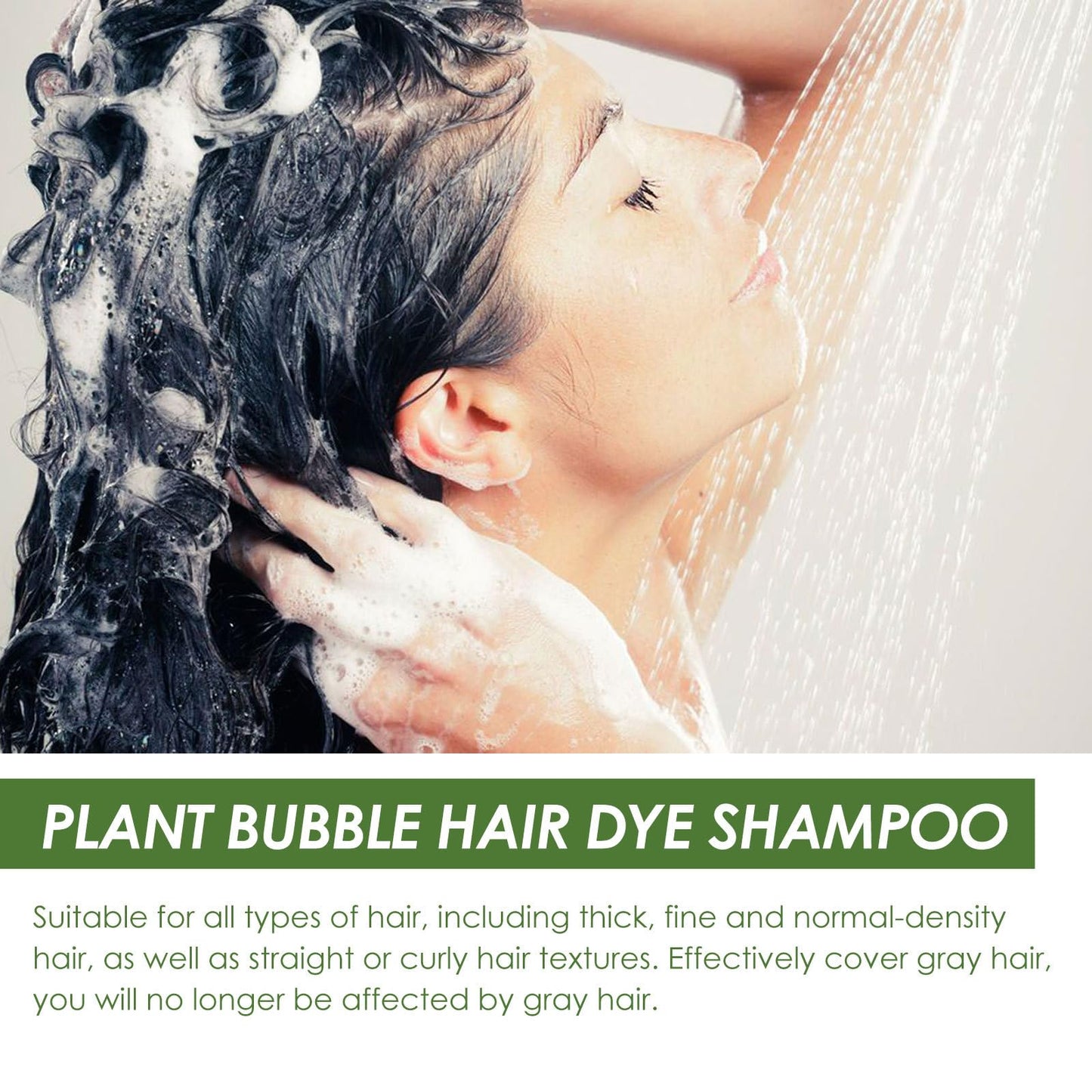 White Smoke Plant Extract Hair Dye Foam Shampoo for Grey Hair Color, Natural Dyeing for Women and Men (BLACK)