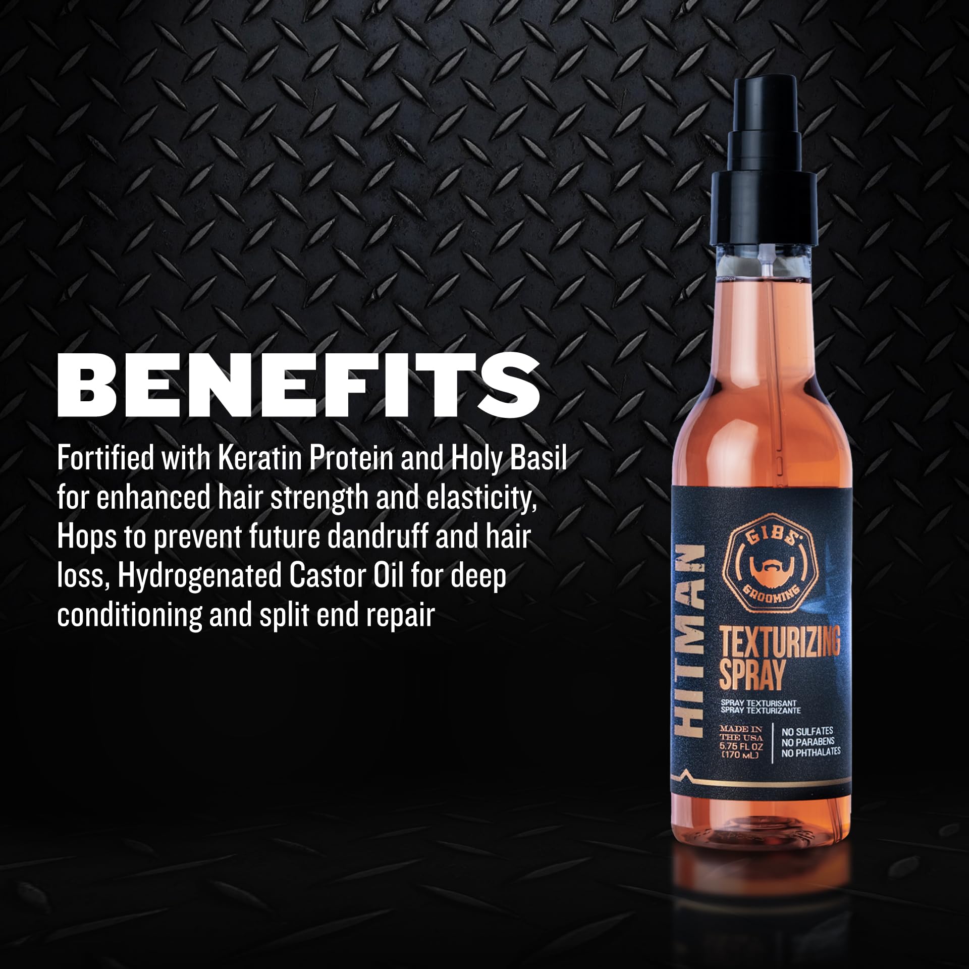 Black GIBS Grooming Hitman Texturizing Spray, 5 Fl Oz