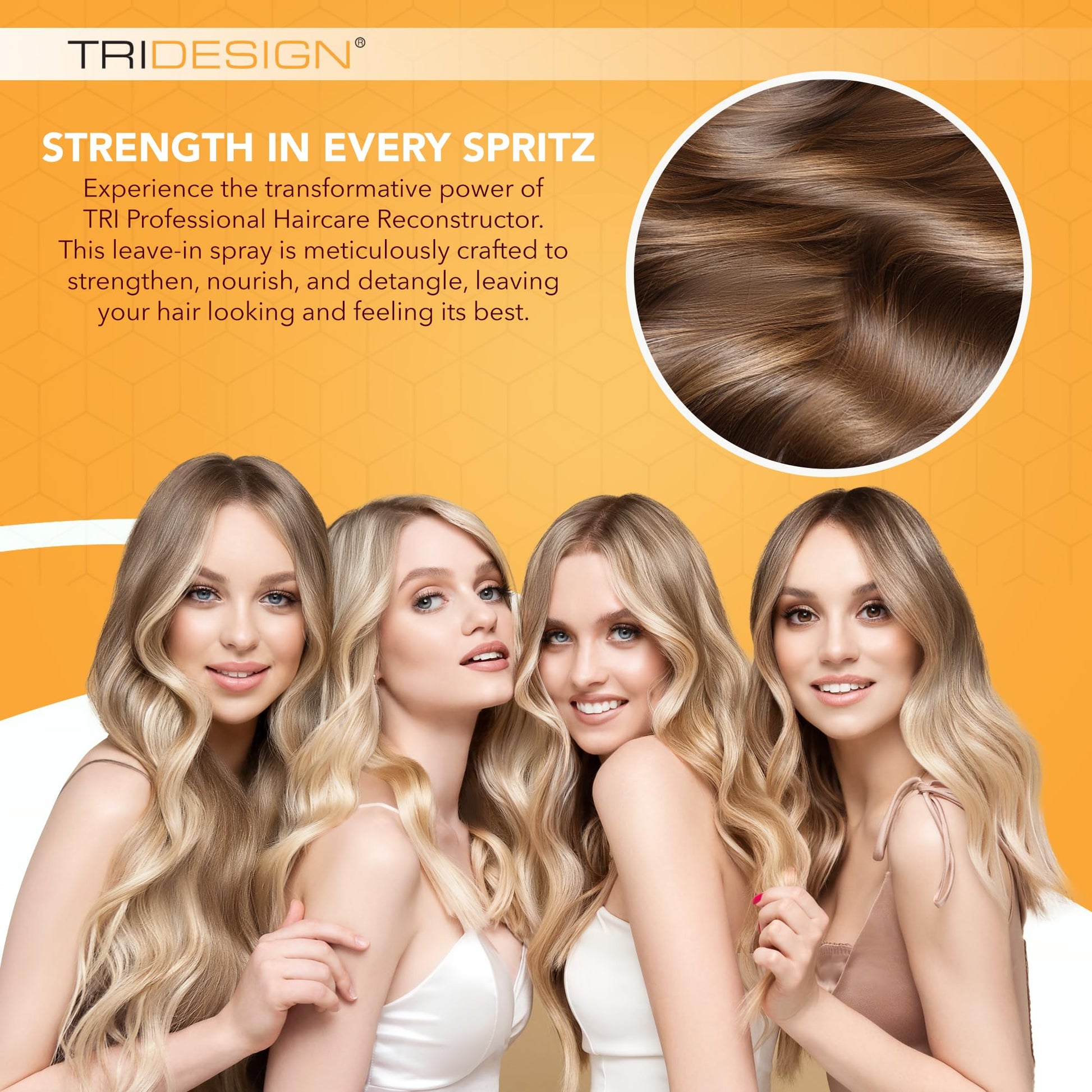 Goldenrod TRIDESIGN Professional Haircare Reconstructor Leave in Conditioner Spray - Repair Treatment for Damaged Hair, Instantly Repair, Strengthen, Detangle, & Moisturize (9.5 fl oz)
