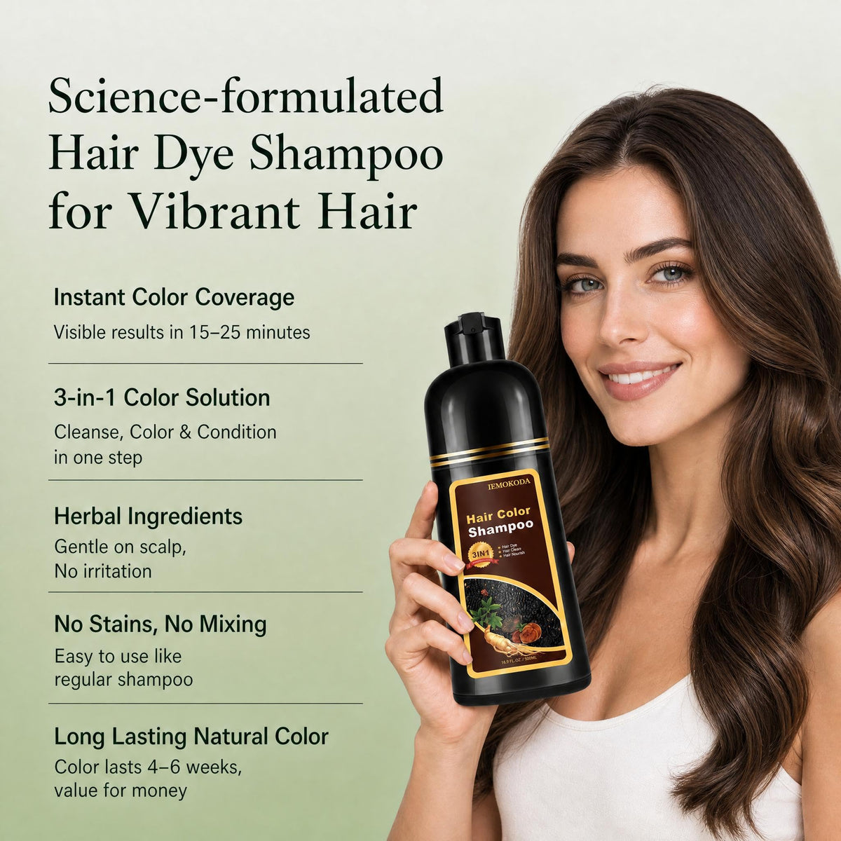 Light Gray Cherry Brown Hair Dye Shampoo, Instant Color Shampoo 3 in 1