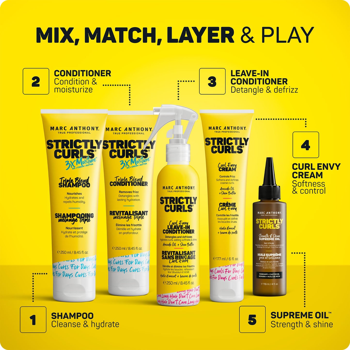 Gold Marc Anthony Curl Defining Styling Cream for Curly Hair, Strictly Curls - Moisturizing Hair Defining Cream Softens & Detangles Coarse, Frizzy Curls with Shea Butter - Styling Product Reduces Frizz