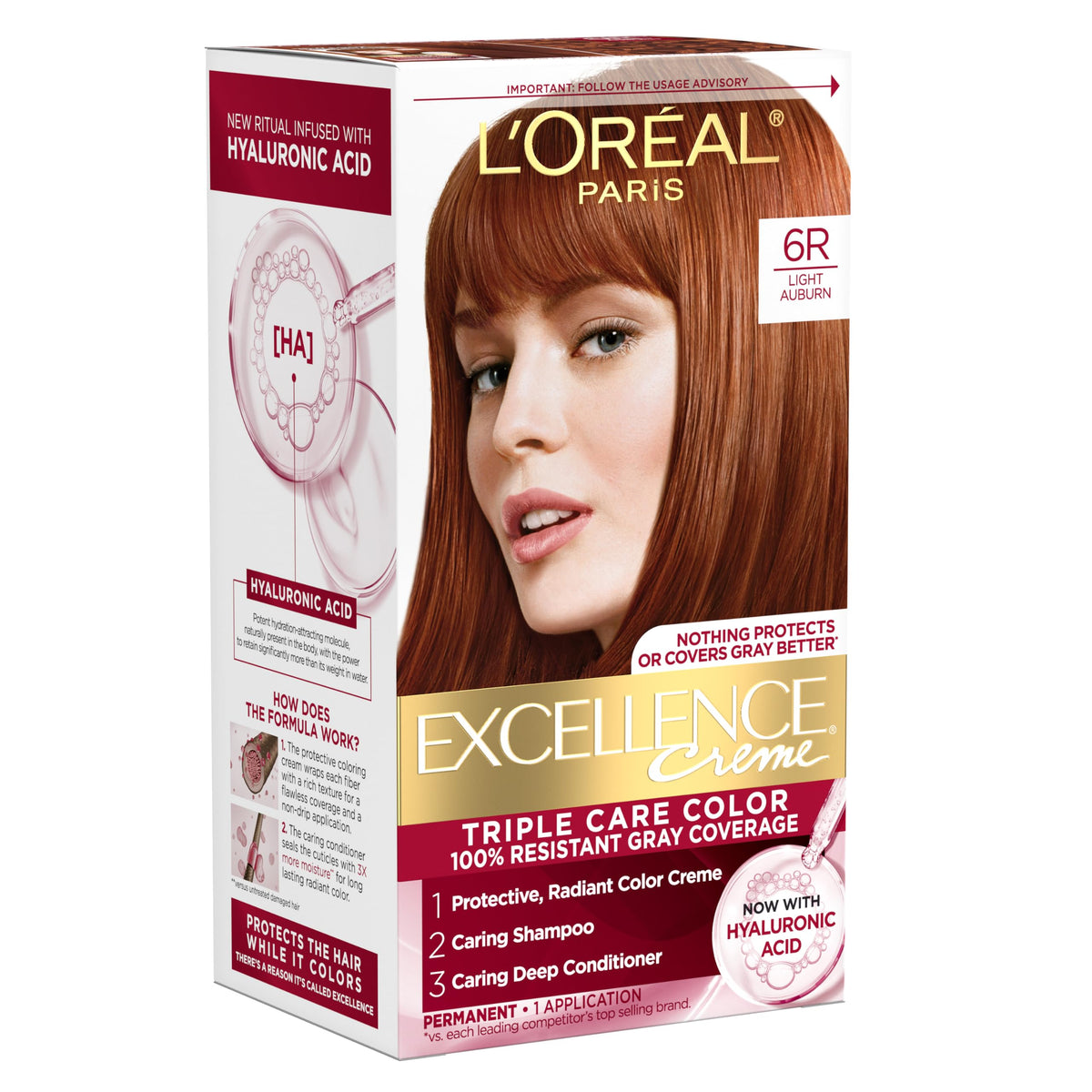 White Smoke L'Oreal Paris Excellence Crème Hair Color, 6R Light Auburn
