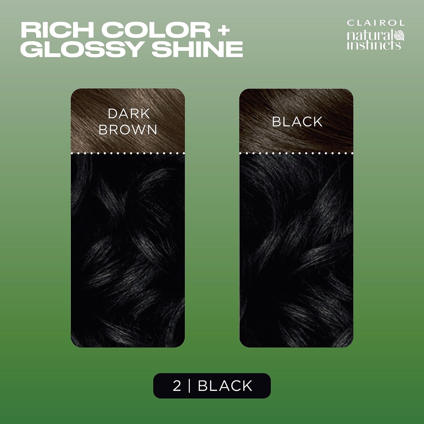 Black Clairol Natural Instincts Demi-Permanent Hair Dye, 2 Black Hair Color, Pack of 3