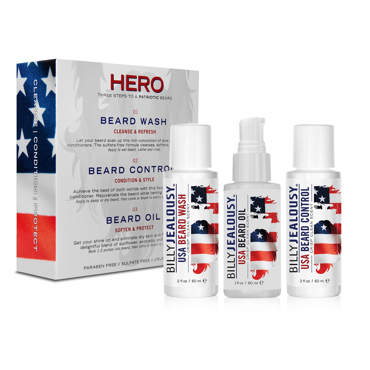White Smoke Billy Jealousy Beard Care Kits – Travel-Friendly Gifts for Men – Beard Wash, Leave-In Conditioner and Beard Oil to Cleanse, Nourish, Soften & Strengthen Facial Hair – Helps Soothe and Hydrate Skin