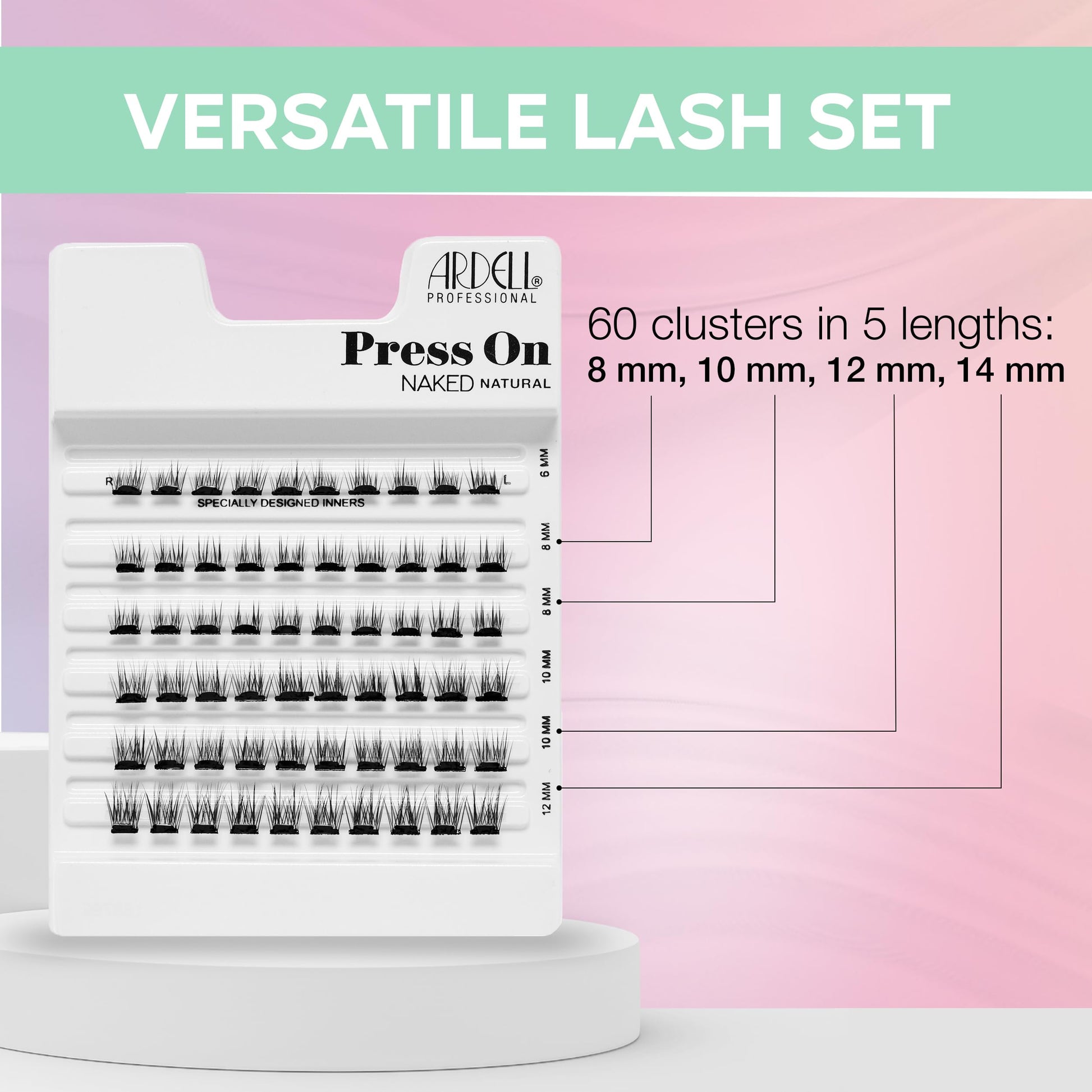 Lavender Ardell Press On Lashes Naked Natural – Pre Glued Lash Clusters for All-Day Wear, No Glue Needed, 60 Clusters