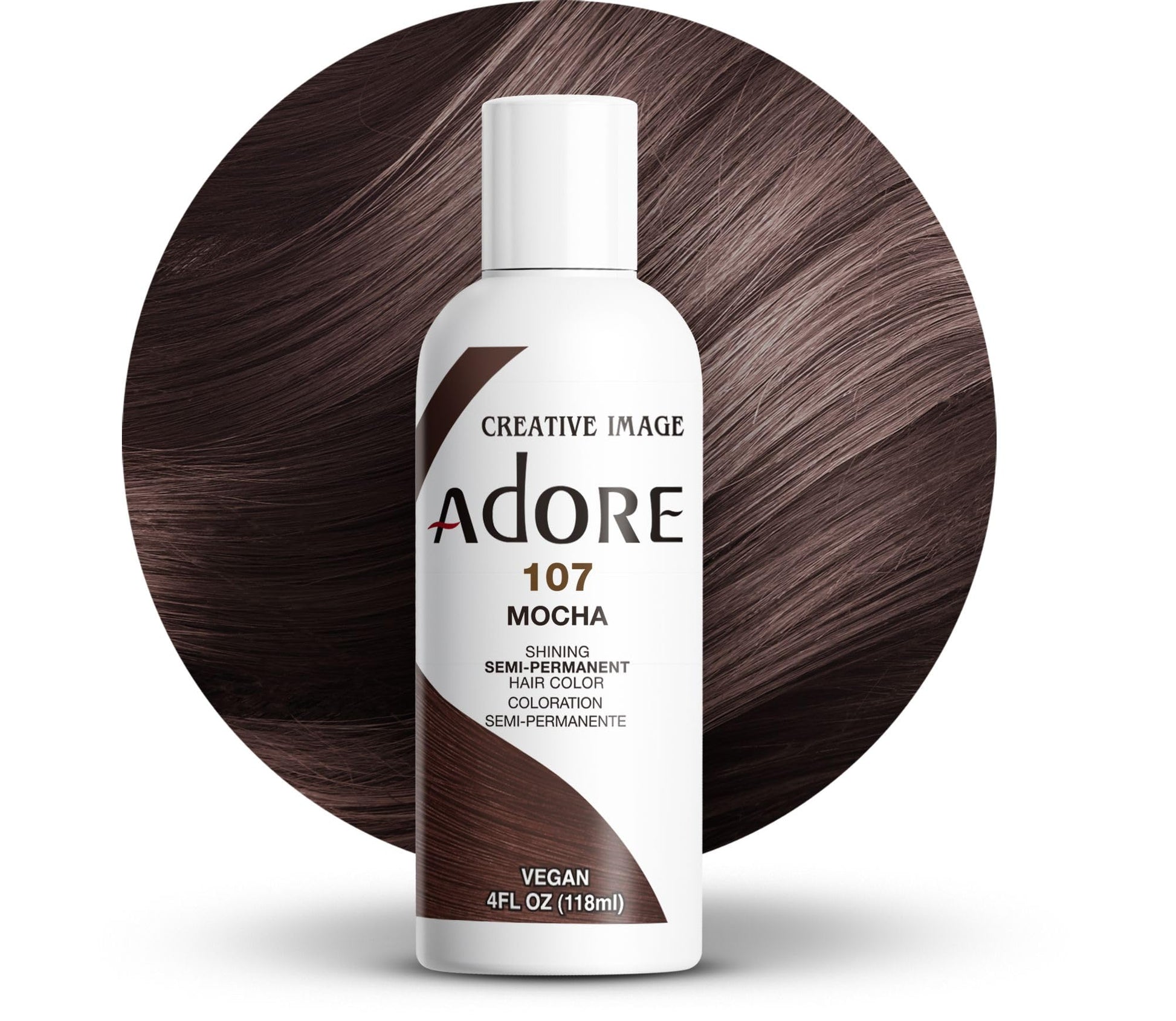White Smoke Adore Semi Permanent Hair Color (107 Mocha) | Vegan & Cruelty-Free Brown Hair Dye | No Ammonia, No Peroxide, No Alcohol | 4 Fl Oz