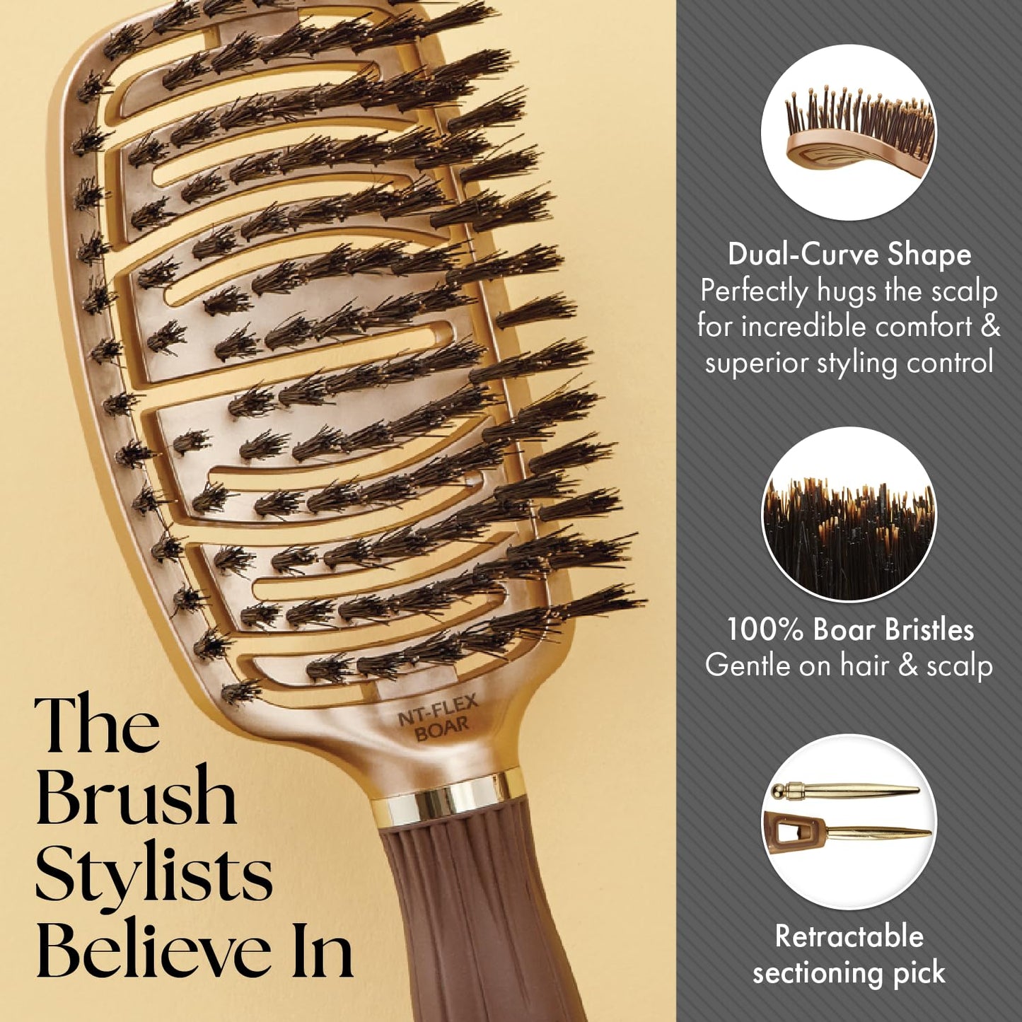Dim Gray Olivia Garden NanoThermic Ceramic + Ion Flex Hair Brush kit contains NT-FLEXPRO NT-FLEXBR, NT-FLEXCO (3-Piece Box)