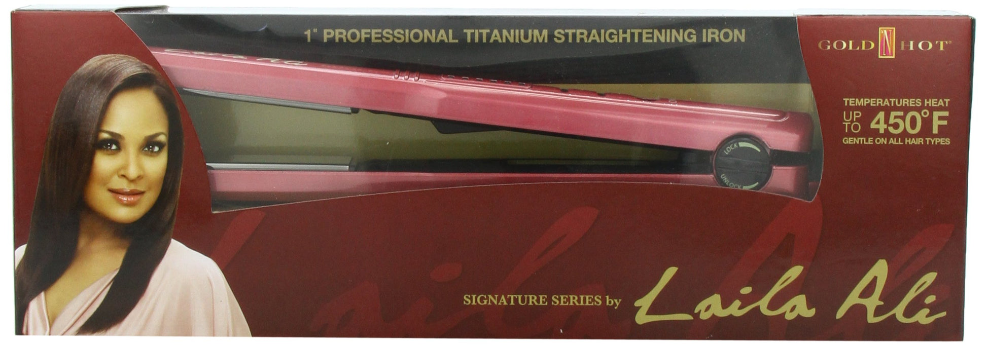 Saddle Brown Gold 'N Hot Signature Series Laila Ali Professional Titanium Led Straightening Iron, 1 Inch