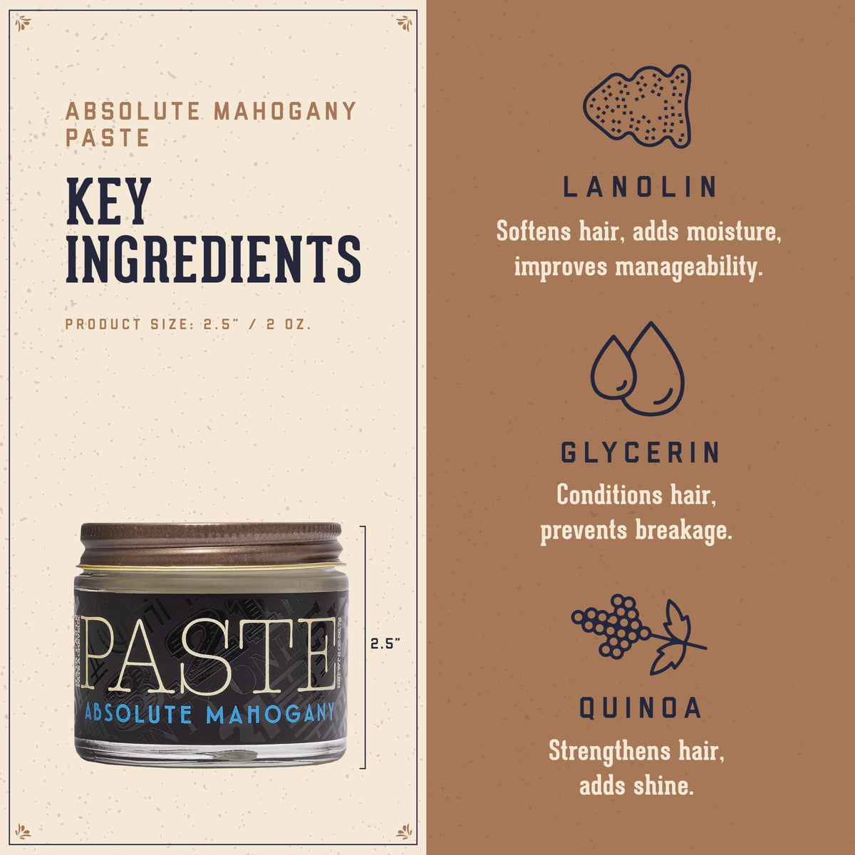 Sienna 18.21 Man Made Hair Styling Product, 2oz. Absolute Mahogany Scent in Paste with Natural Shine Finish