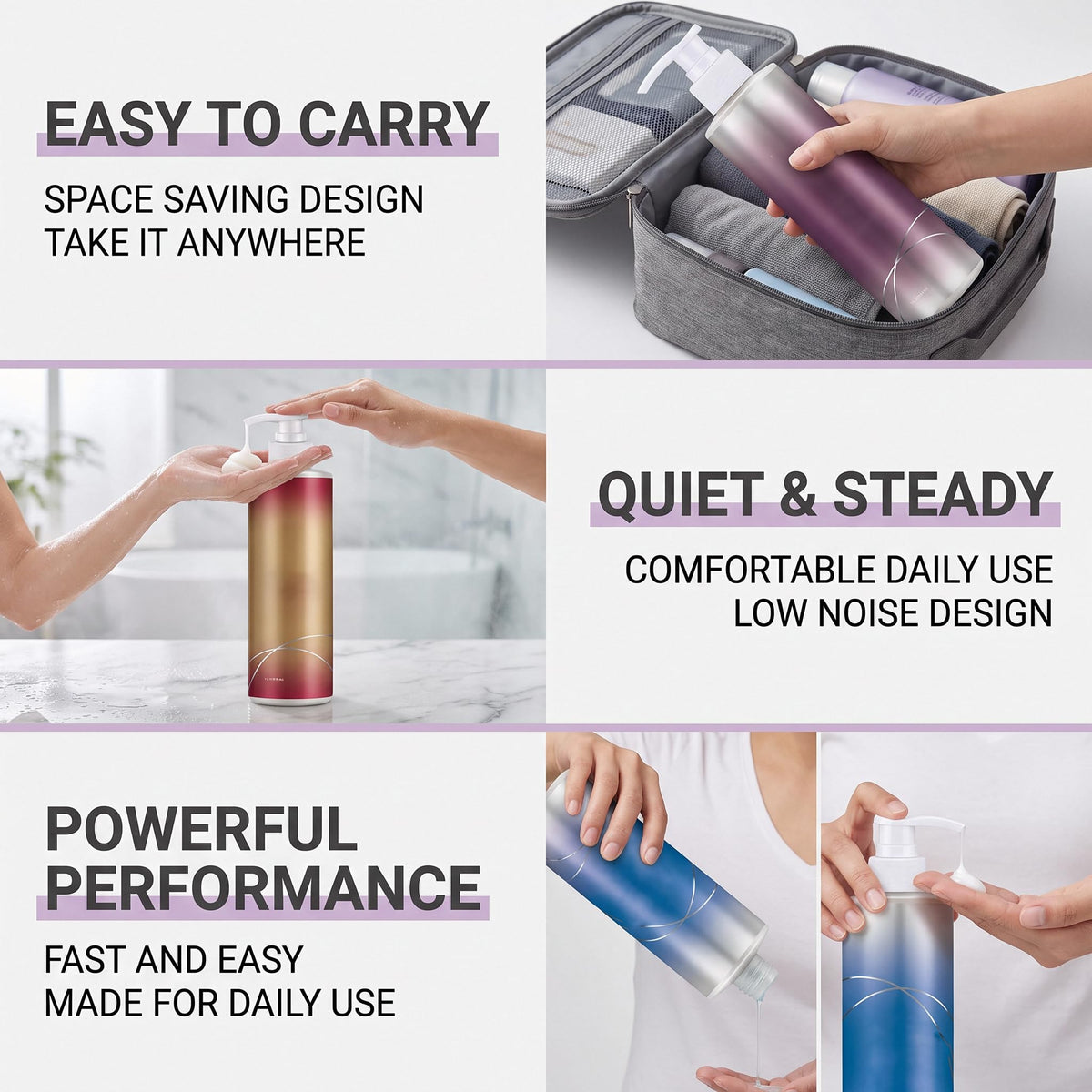 White Smoke 2 Pack Pump Dispenser Compatible with Joico Shampoo and Conditioner 1 L/33.8 Fl Oz Bottle, Liter Pump for Joico Shampoo Purple Clear Twist Lock Dispenser Pump