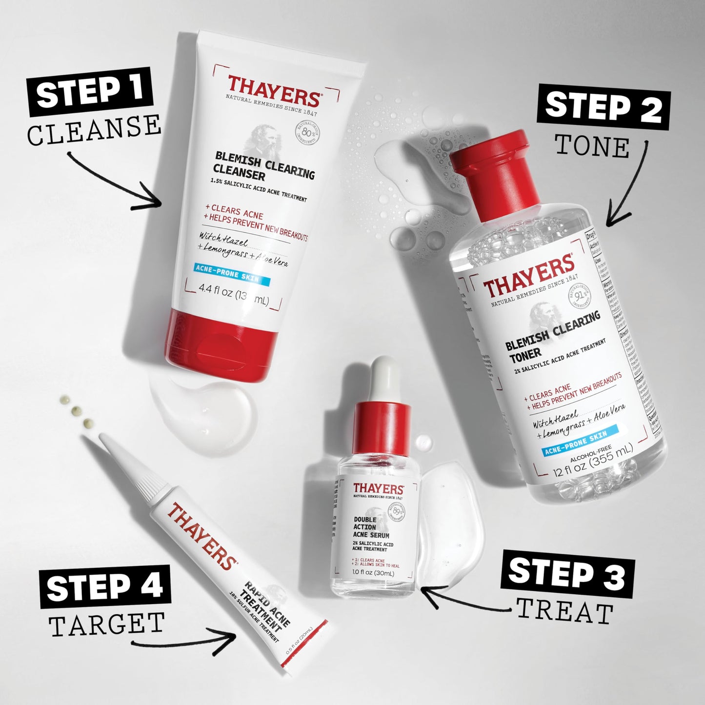 Lavender Thayers Double Action Acne Serum with Salicylic Acid, Acne Treatment Face Serum with 2% Salicylic Acid and Niacinamide, Soothing and Non-Stripping Skin Care, 1 Fl Oz