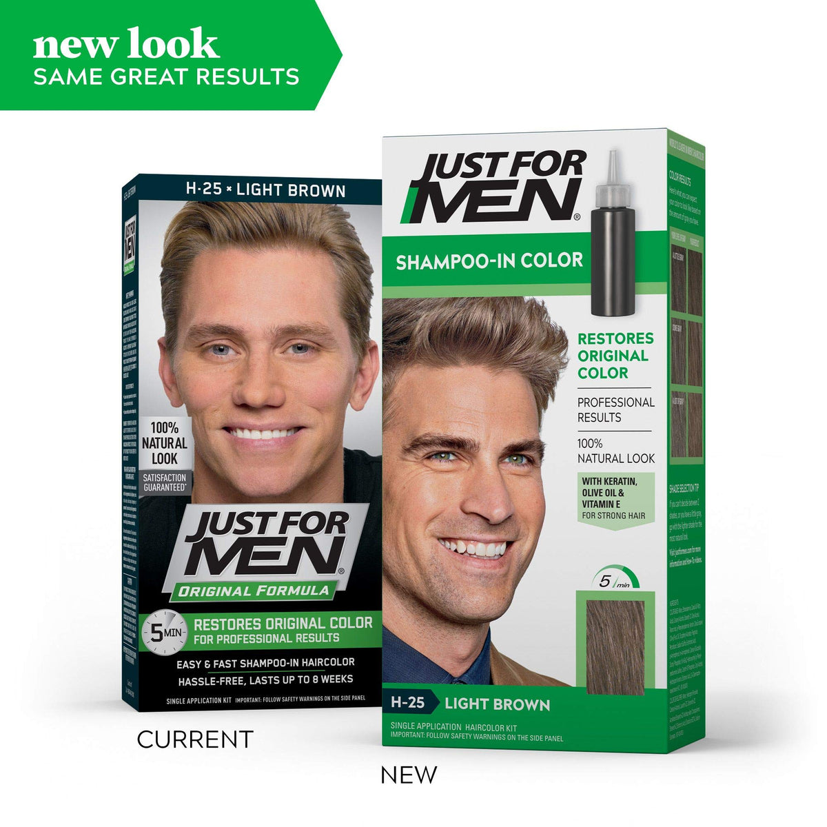 White Smoke Just For Men Original Formula Men's Hair Color Light Brown H-25 - 1 Application