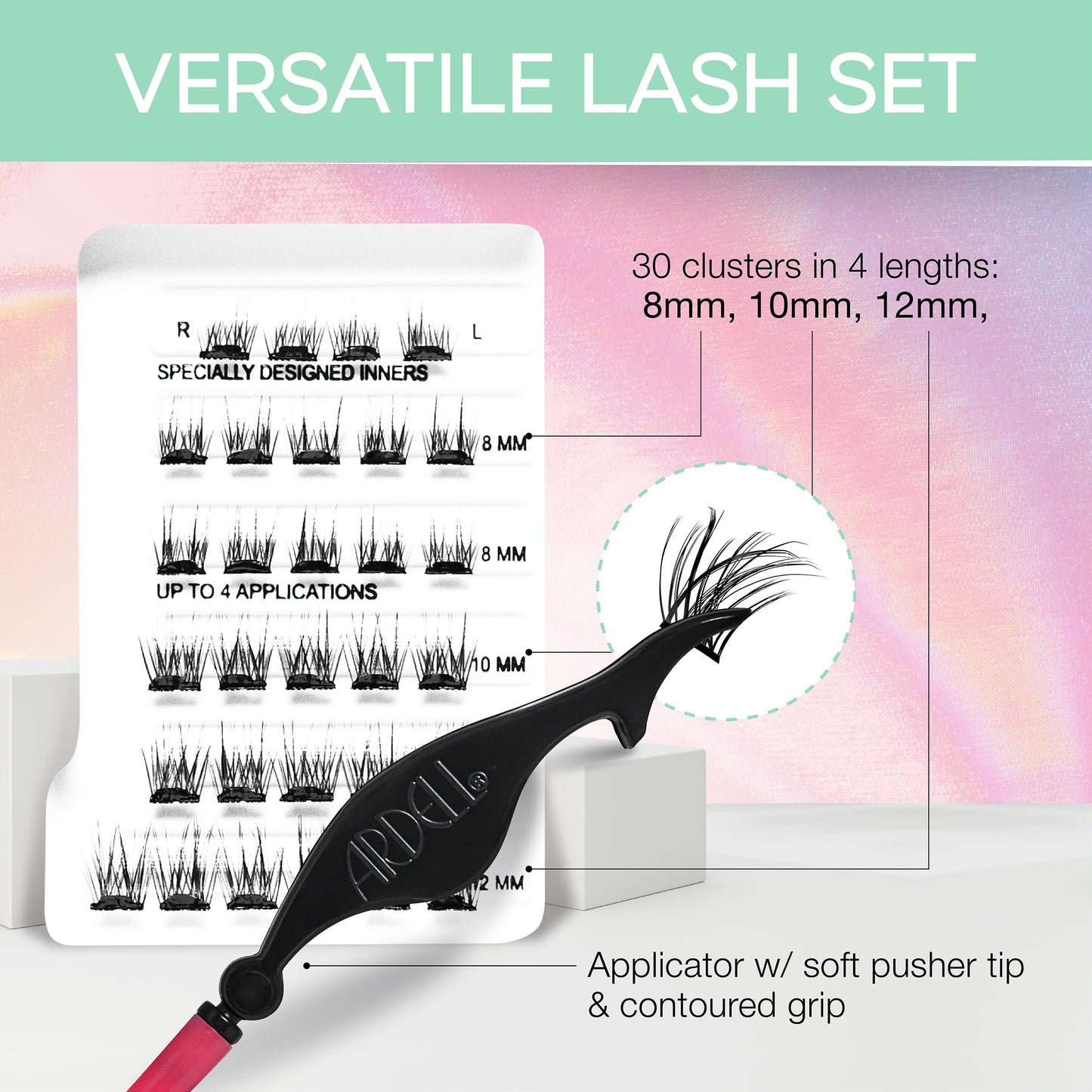 White Smoke Ardell Naked Press On Lashes Underlash Extensions – Tapered Fibers, Pre-Glued Lash Clusters, Self Adhesive Eyelashes, No Glue Needed Eyelash Clusters, DIY Lash Extension Kit, 1 Pack