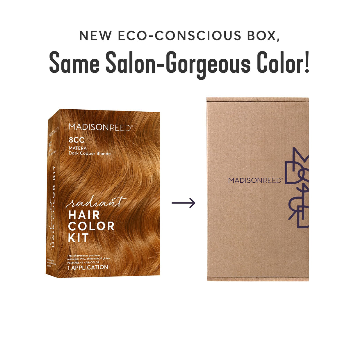 White Smoke Madison Reed Radiant Hair Color Kit, 8CC Dark Vivid Copper Blonde, 1 Pack