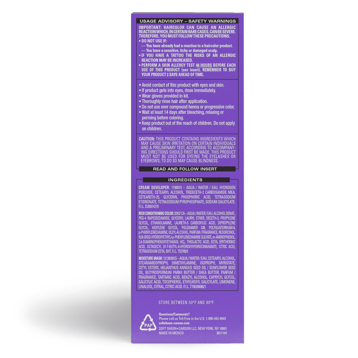 White Smoke SoftSheen Carson Dark & Lovely Fade Resist Hair Dye, 371 Jet Black