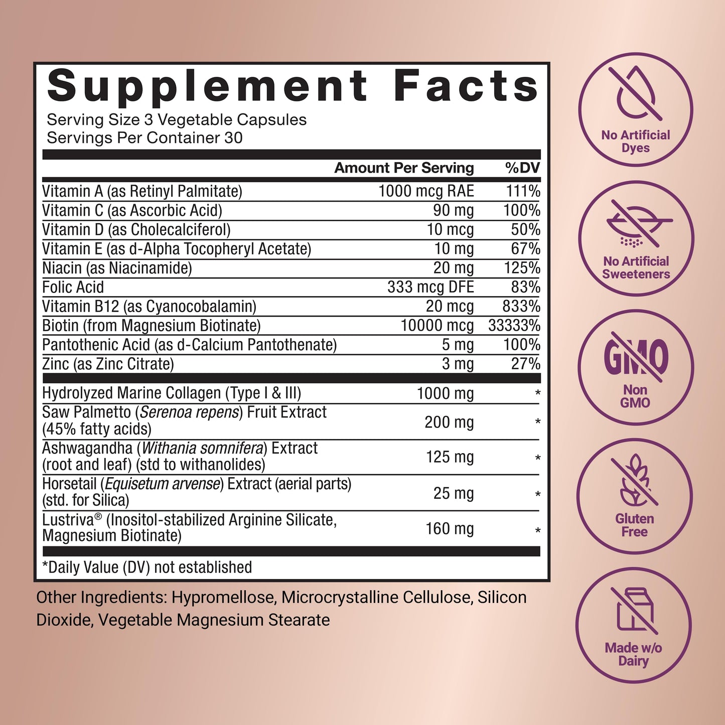 White Smoke Force Factor Hair Growth Accelerator Multivitamin for Women & Men, with Lustriva, Biotin, Horsetail & Vitamins A, B12, C, D & E for Thicker Hair, Healthier Skin & Nails, 90 Capsules