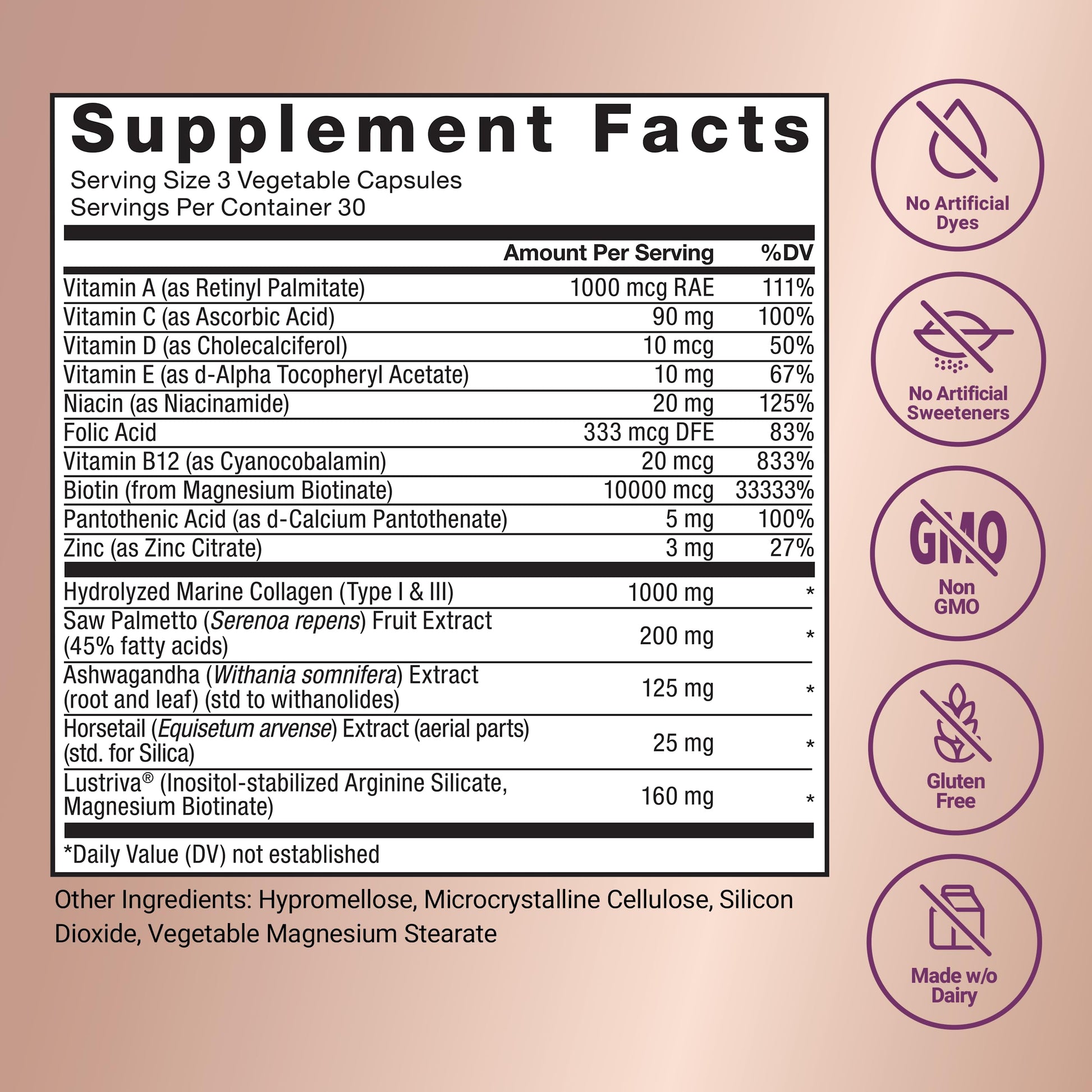 White Smoke Force Factor Hair Growth Accelerator Multivitamin for Women & Men, with Lustriva, Biotin, Horsetail & Vitamins A, B12, C, D & E for Thicker Hair, Healthier Skin & Nails, 90 Capsules