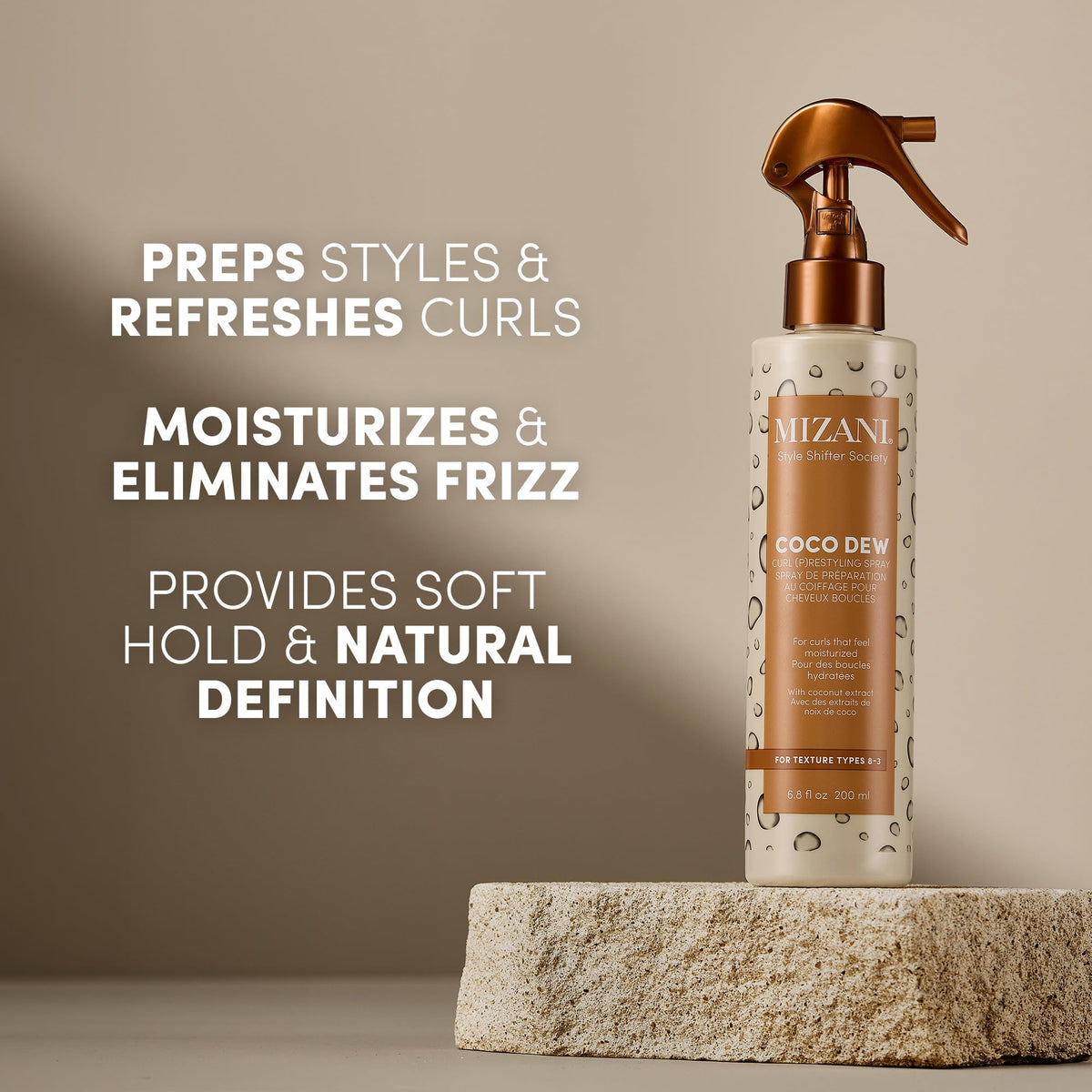 Dark Gray Mizani Style Shifter Coco Dew (P) restyling Spray – For Curly Hair