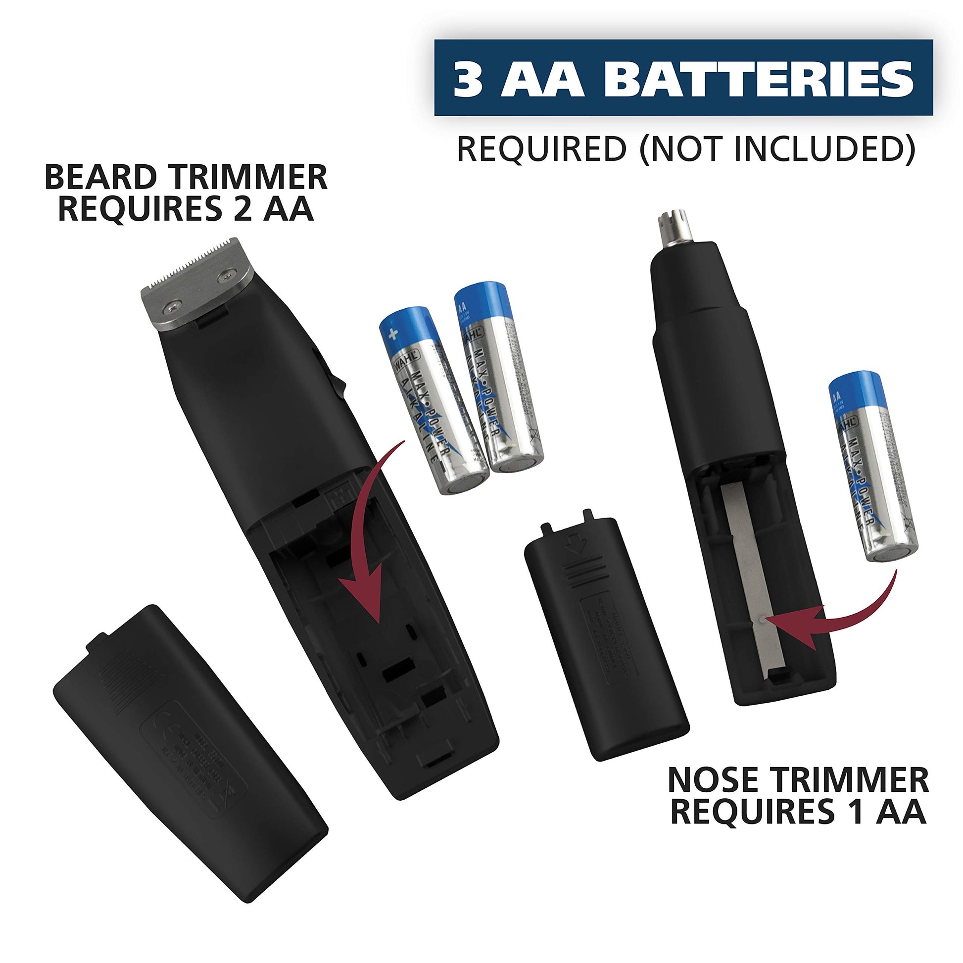 White Smoke Wahl Cordless Beard Trimmer w/Ear/Nose/Brow Trimmer