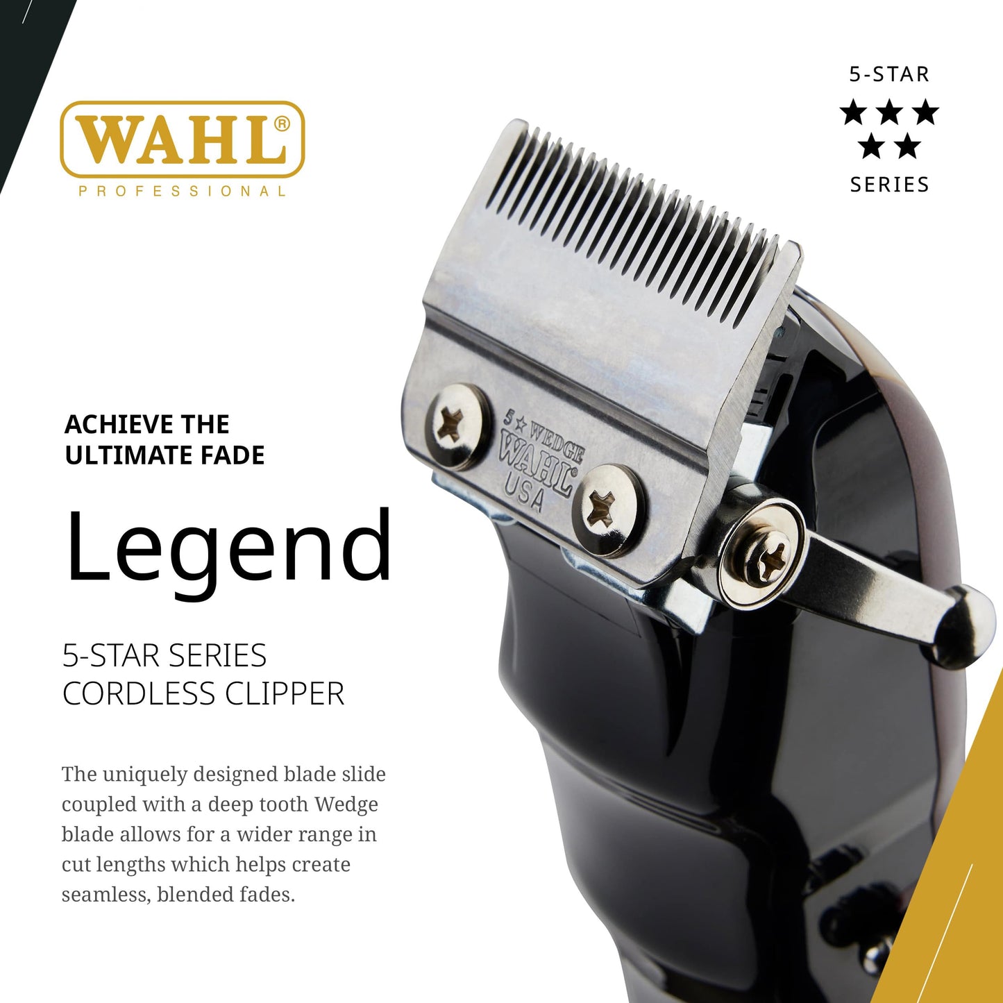 White Smoke Wahl Professional 5 Star Series Cordless Legend Clipper, High-Performance Hair Cutting Tool with 100-Minute Run Time, Lithium Ion