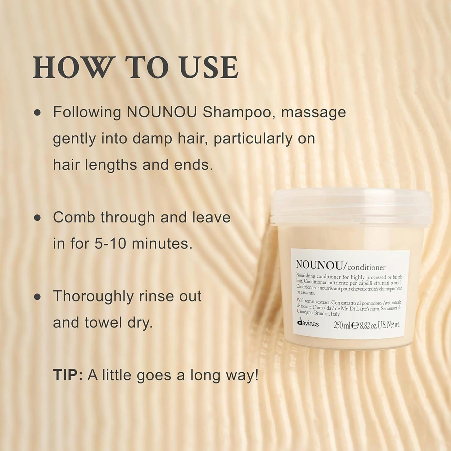 Wheat Davines NOUNOU Conditioner | Hydrating Deep Conditioner for Bleached, Permed, Relaxed, Damaged or Very Dry Hair | Replenishes Chemically Processed Hair | 8.45 fl oz