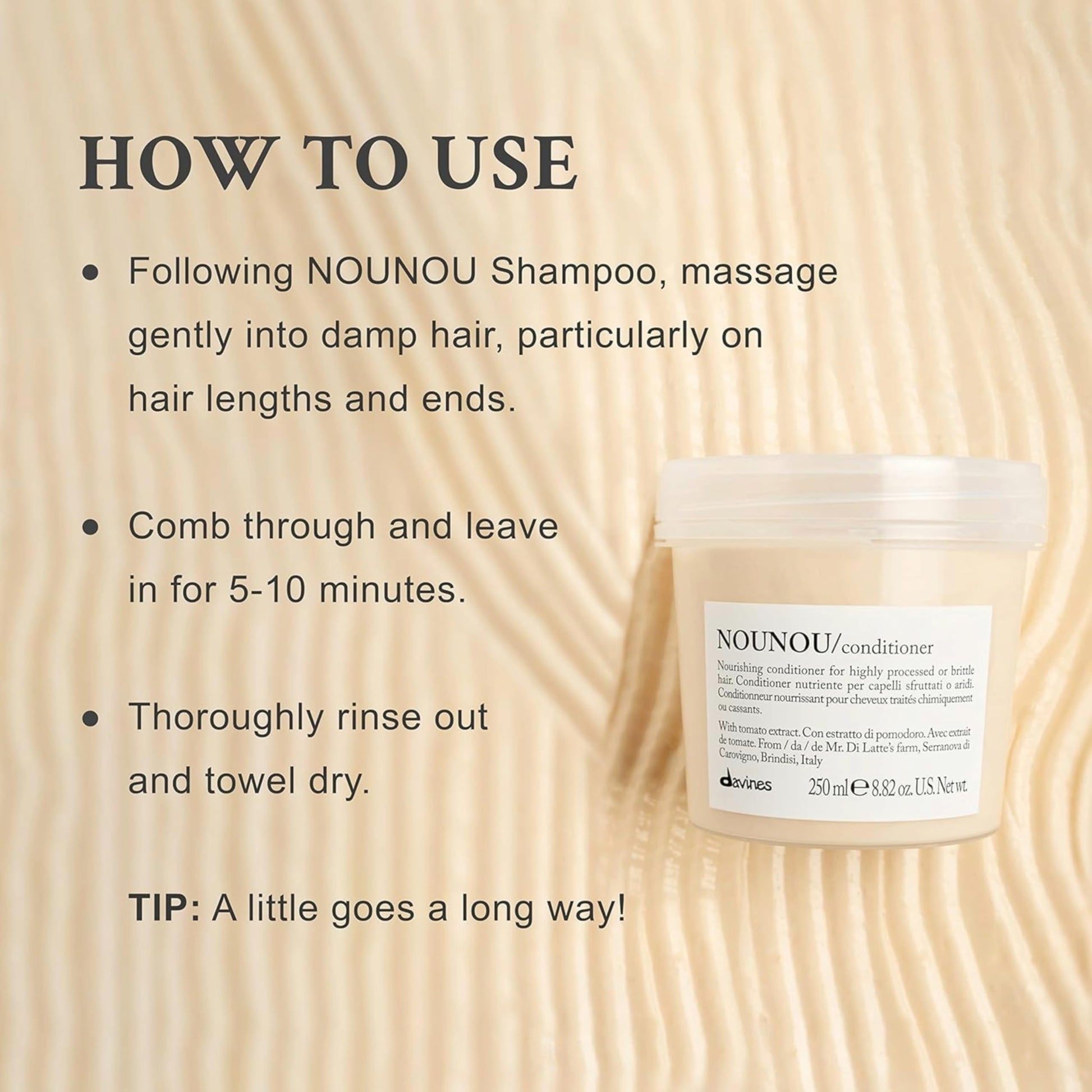 Wheat Davines NOUNOU Conditioner, Nourishing Emollient Effect for Highly-Processed, Chemically Treated, Dry, Damaged or Brittle Hair - Easy to Untangle, Travel Size, 2.54 Fl Oz