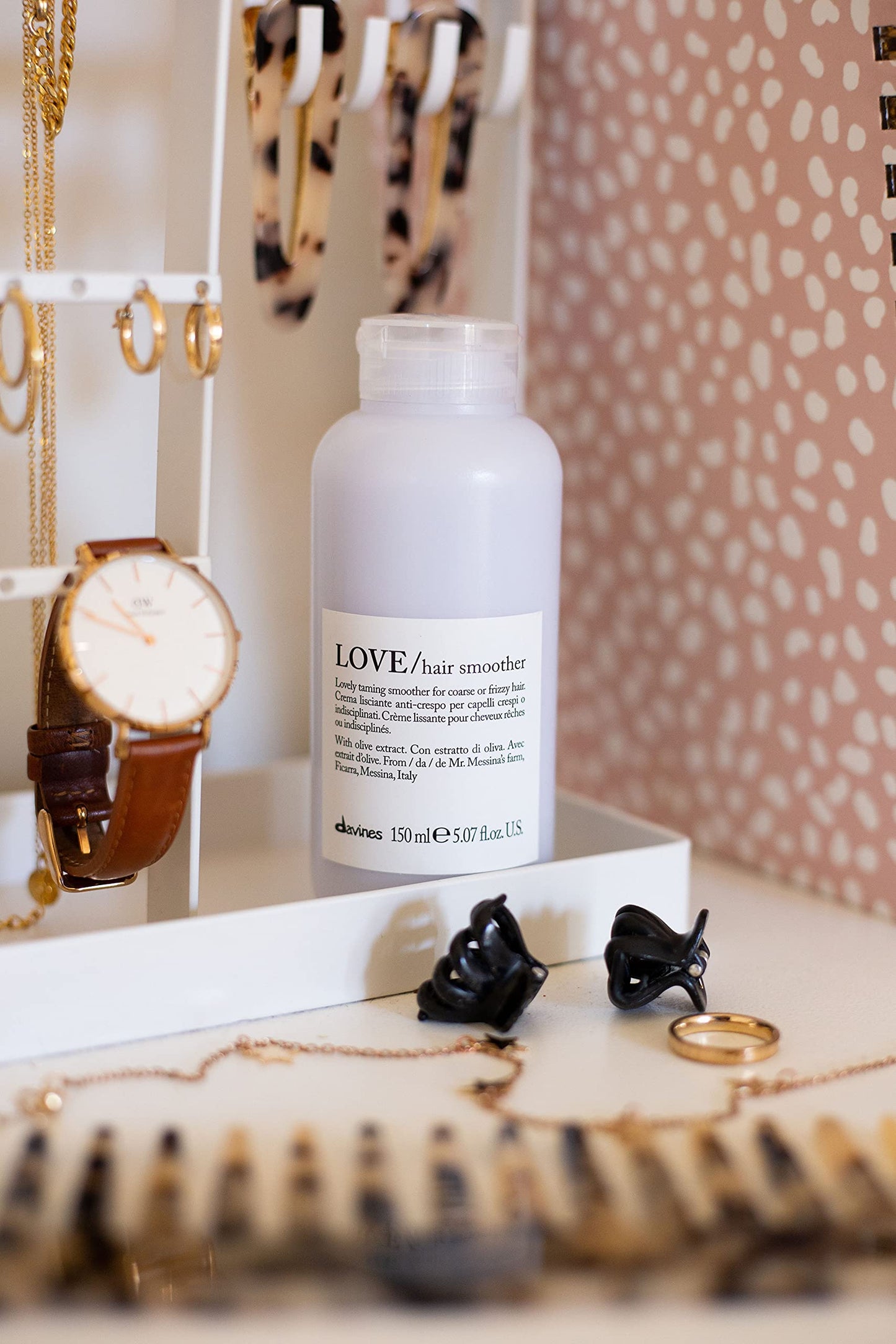 Rosy Brown Davines LOVE Hair Smoother, Leave-On Cream To Smooth Frizzy, Unruly Or Wavy Hair Weightlessly, 5.07 Fl. Oz.