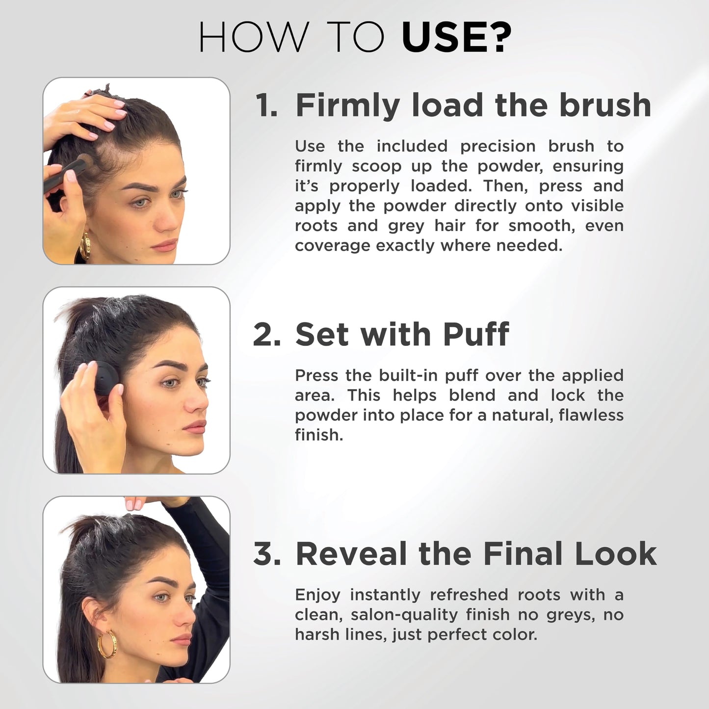 White Smoke THICK FIBER Root Touch Up Powder - Water & Sweat Resistant Hair Loss Concealer Set for Thinning Hair Women, Includes Brush (Black)