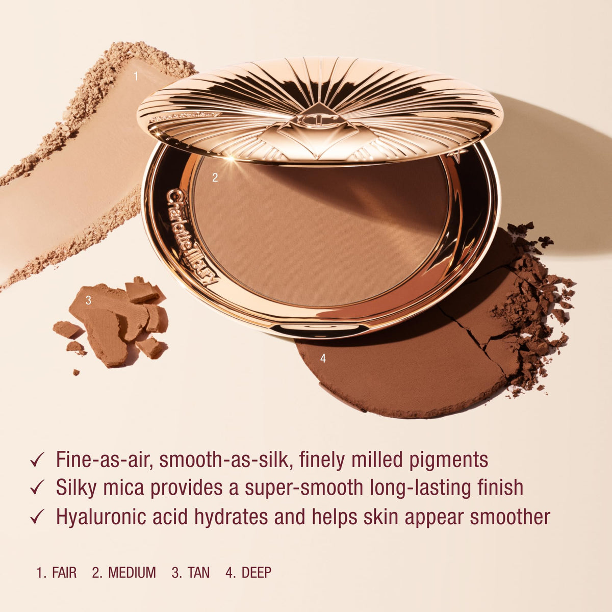 Antique White Charlotte Tilbury Airbrush Matte Bronzer - Smoothing & Blurring Powder