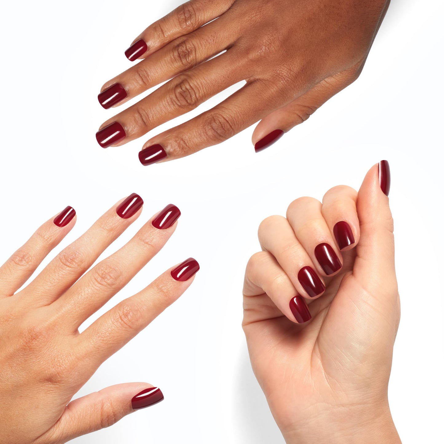 White Smoke OPI On Point Got The Blues for Red |Short Squoval Dark Red Press On Nails | 30 Count with Nail Glue | Long Lasting, Reusable, Non-damaging