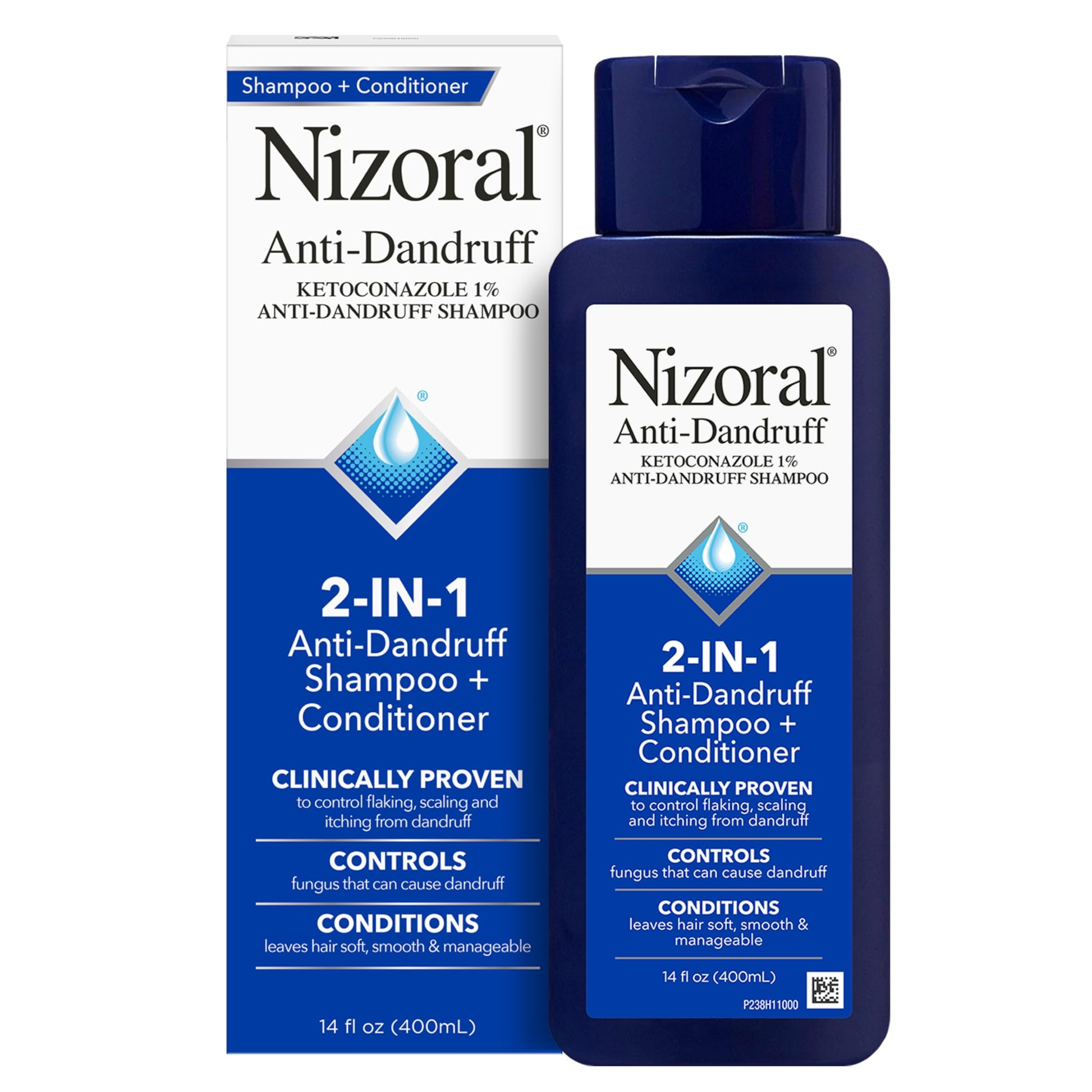 White Smoke Nizoral 2-in-1 Anti Dandruff Shampoo and Conditioner, 14 Fl Oz, 1% Ketoconazole