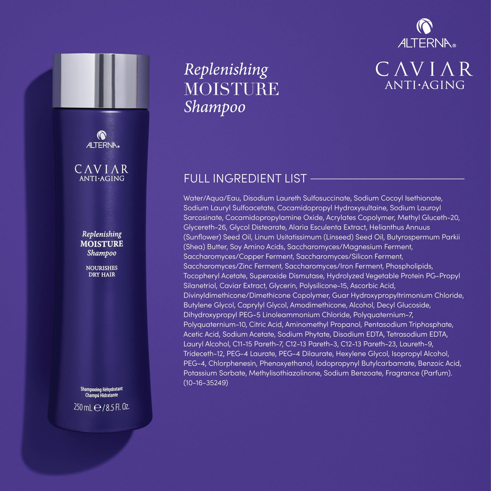 Dark Slate Blue Alterna Haircare Caviar Anti-Aging Replenishing Moisture Shampoo, 16.5 Oz