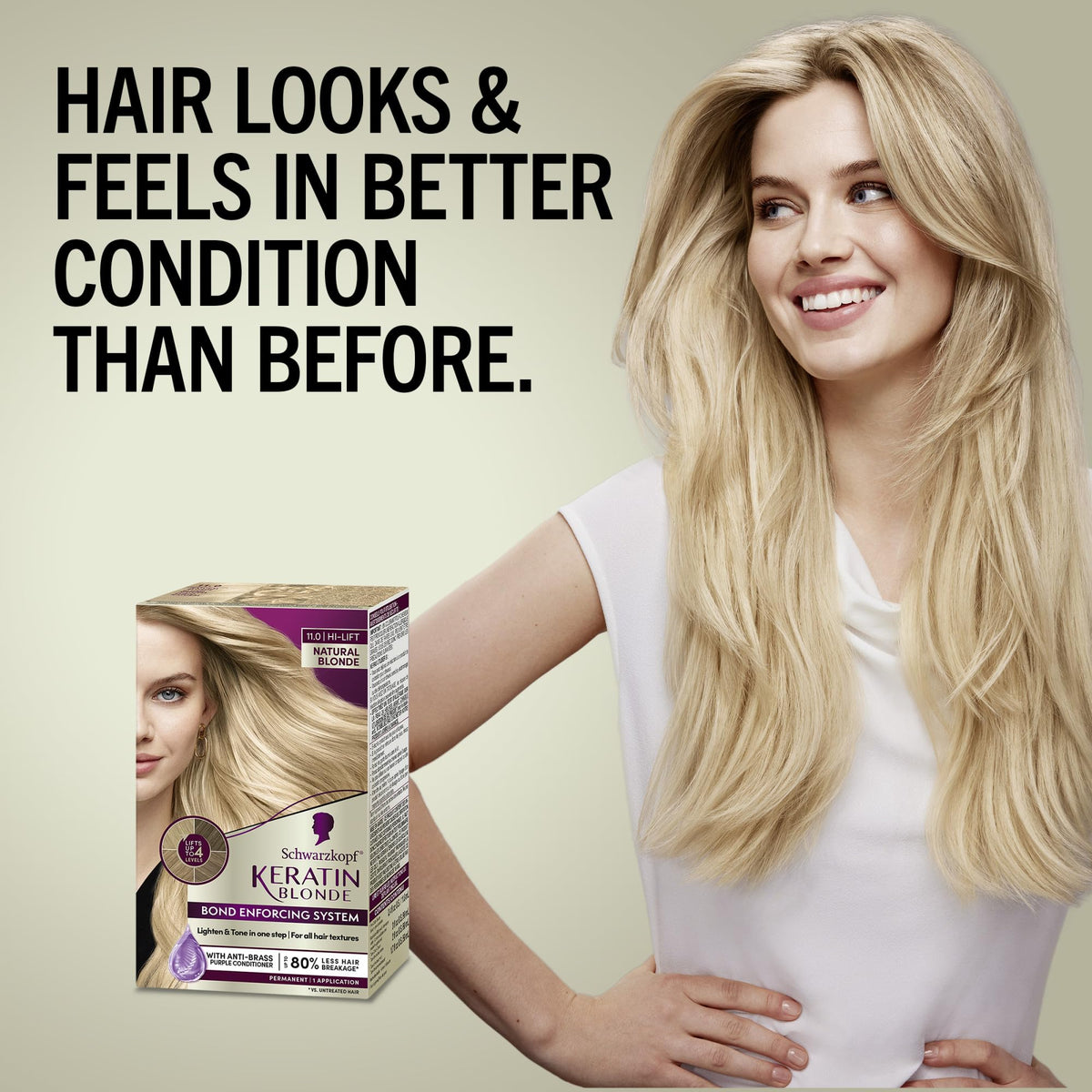 Antique White Schwarzkopf® Keratin Blonde 11. High Lift Natural Blonde Permanent Hair Dye