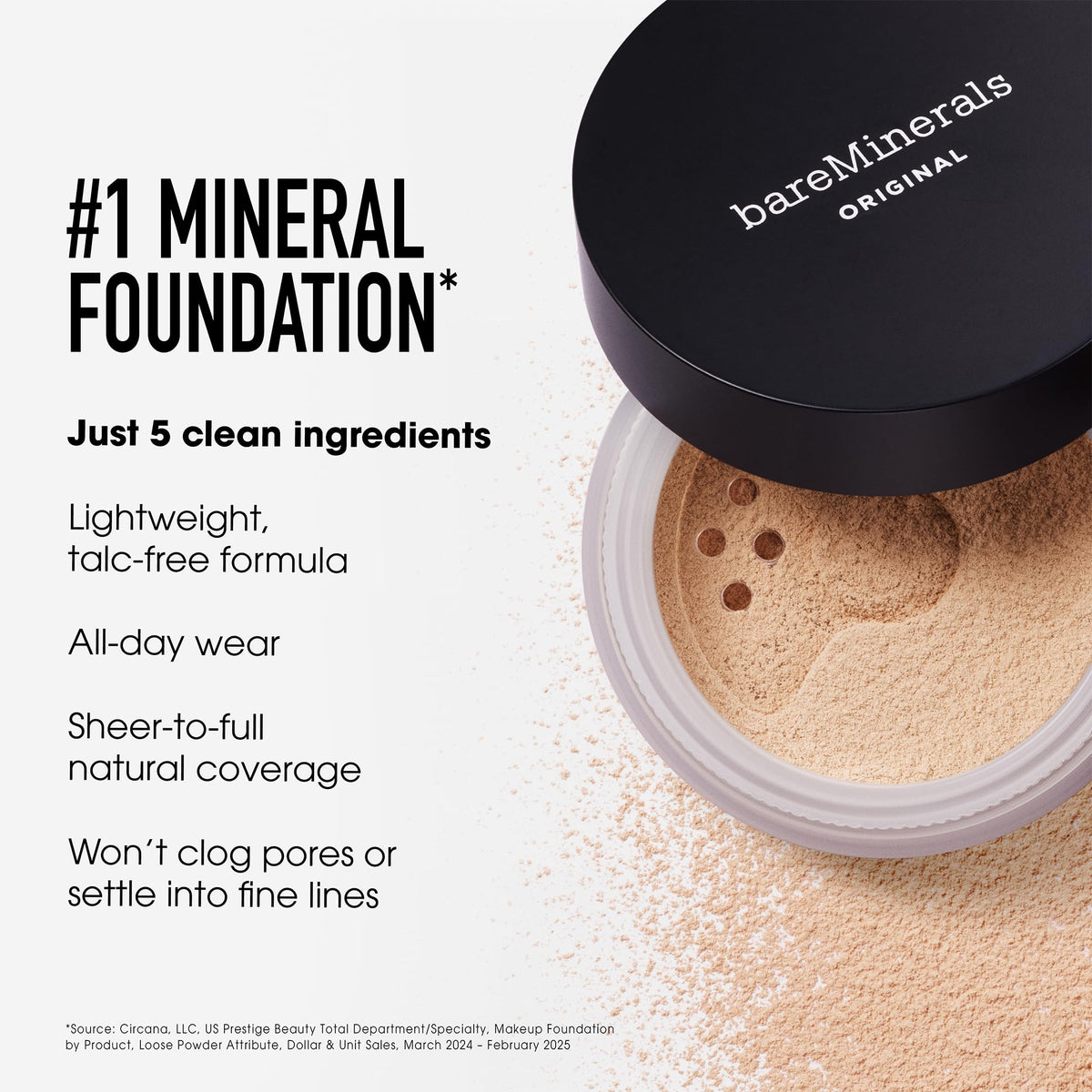 White Smoke bareMinerals ORIGINAL Loose Powder Foundation, 0.63 oz