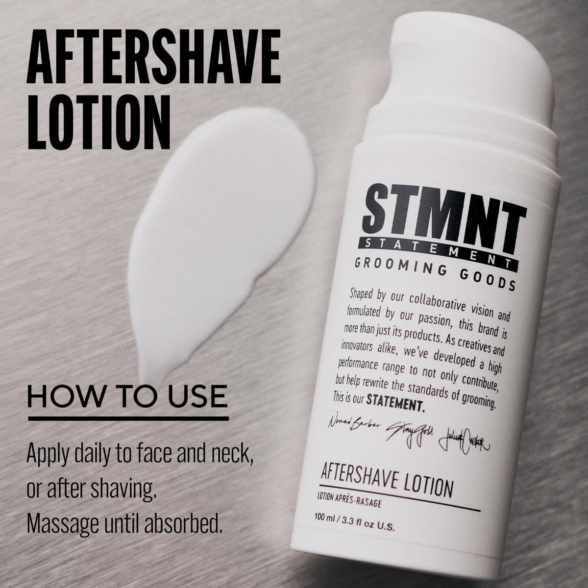 Gray STMNT Grooming Goods Aftershave Lotion, 3.3 oz | Balances and Refreshes Skin | Moisturizes Skin up to 24 hours
