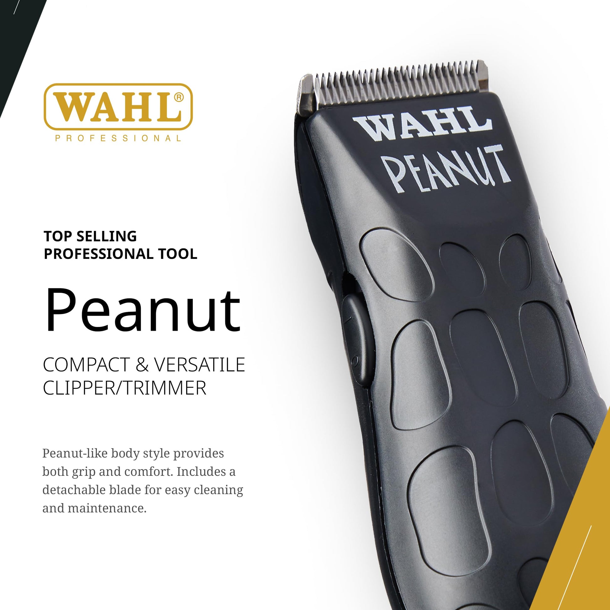White Smoke Wahl Professional Peanut Corded Trimmer - Compact, Lightweight Powerful Rotary Motor Grooming Tool, with 4 Trimming Guides and Accessories