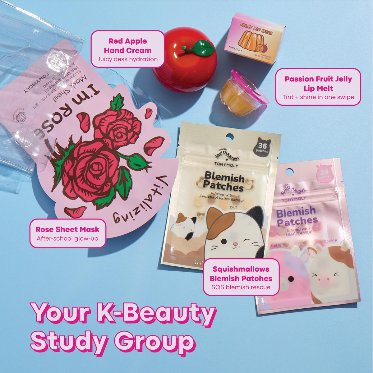 Light Blue TONYMOLY Fall Refresh Skincare Set - 6pc Sheet Mask, Lip Hand Blemish Patch