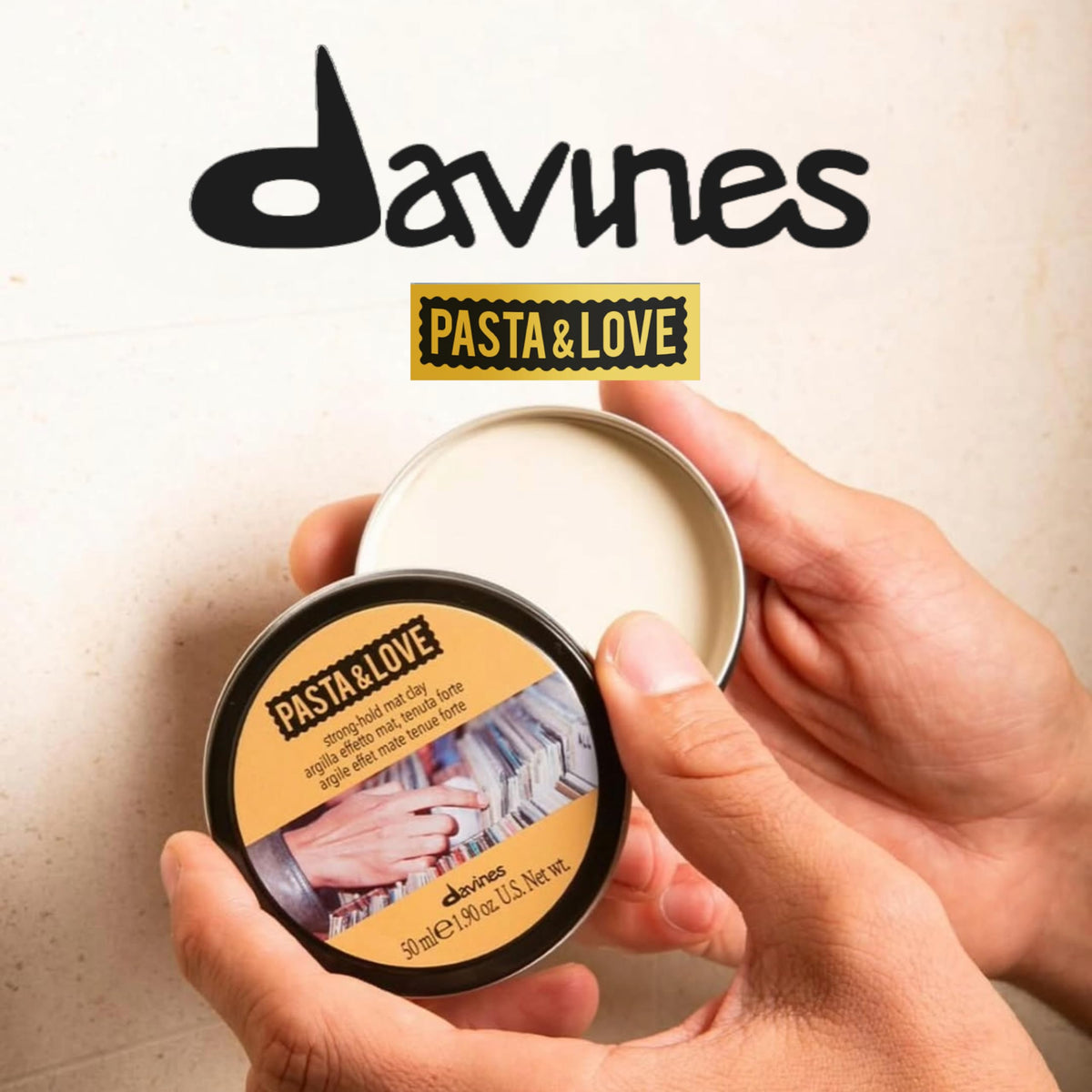 White Smoke Davines Pasta & Love Men's Strong Hold Styling Clay, Matte Effect Styling With Definition And Lasting Hold, 50 ml