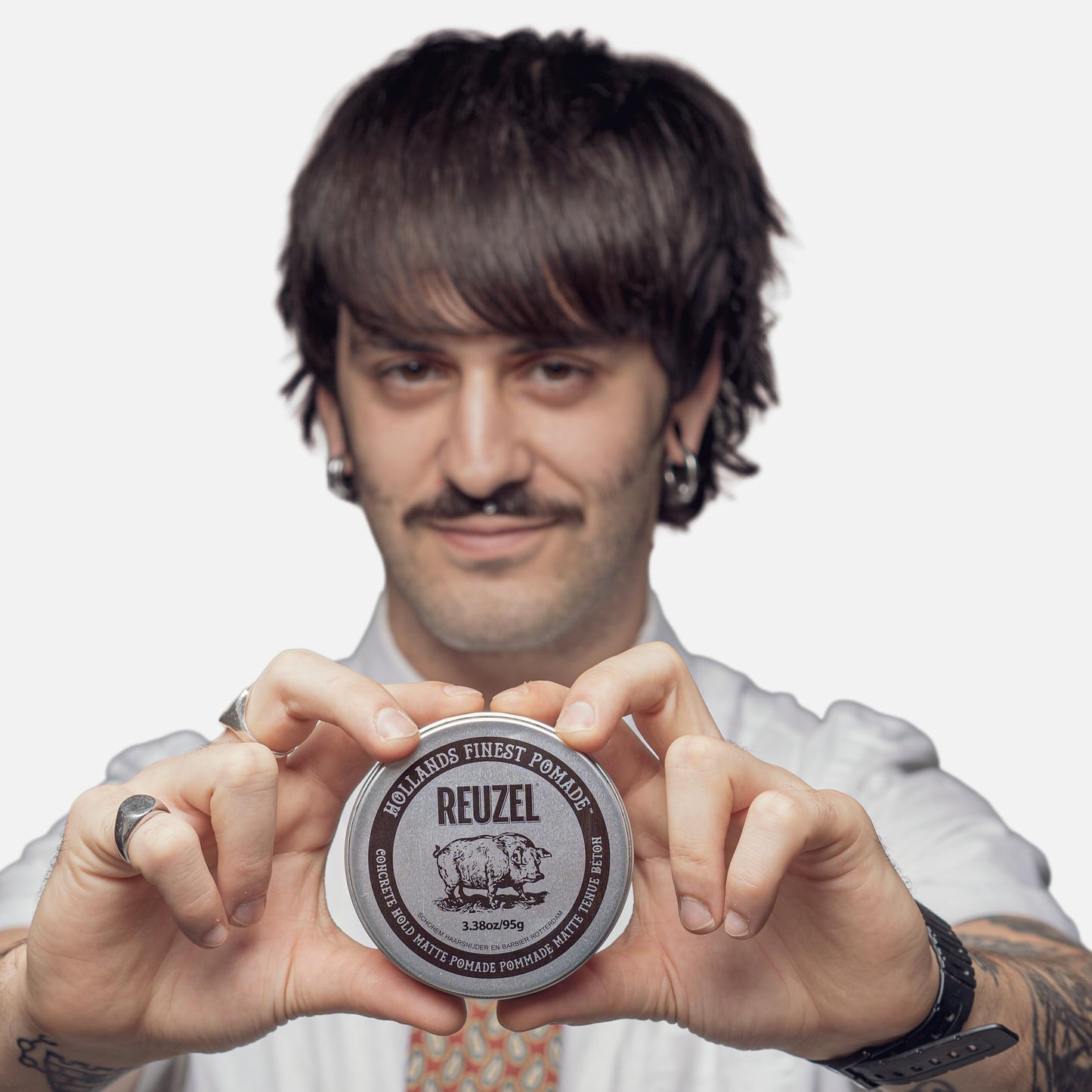 White Smoke REUZEL Concrete Matte Pomade, Strong All Day Hold, Water Soluble Styling, Matte Finish and Flake Free, Easy To Wash Out, For All Hair Types