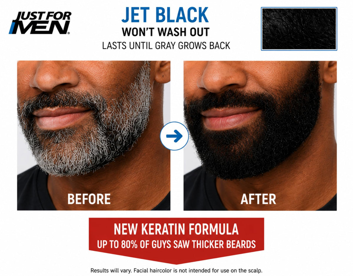 White Smoke Just for Men Color Gel Mustache, Beard & Sideburns 115 Jet Black 1 Each