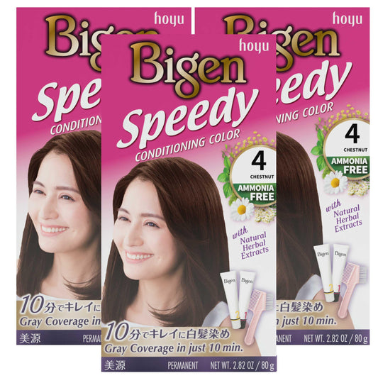 White Smoke Bigen Speedy Conditioning Color Refill: 4 Chestnut - 3 Pack