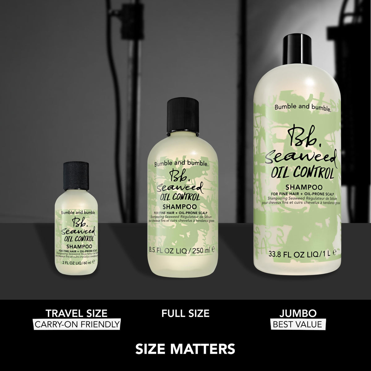 Black Bumble and bumble. Seaweed Oil Control Shampoo | Purifying Formula Removes Excess Oil Without Overdrying | For Oil-Prone Scalp + Hair | Seaweed Blend, Zinc PCA, Lactobacillus, 2.0 Fl Oz
