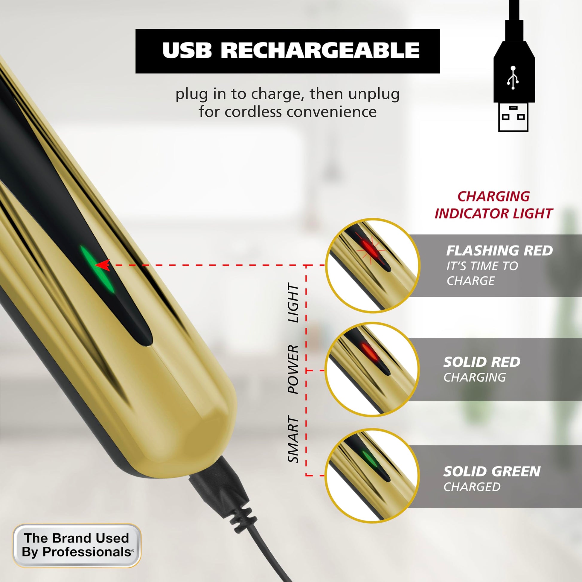 White Smoke Wahl Lithium-Ion Cordless Rechargeable Edge & Detail Shaver and Beard Trimmer for Men with USB Charging – Model 3025950
