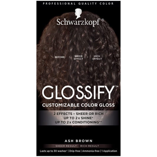 Black Schwarzkopf Glossify Customizable Color Gloss, Ash Brown
