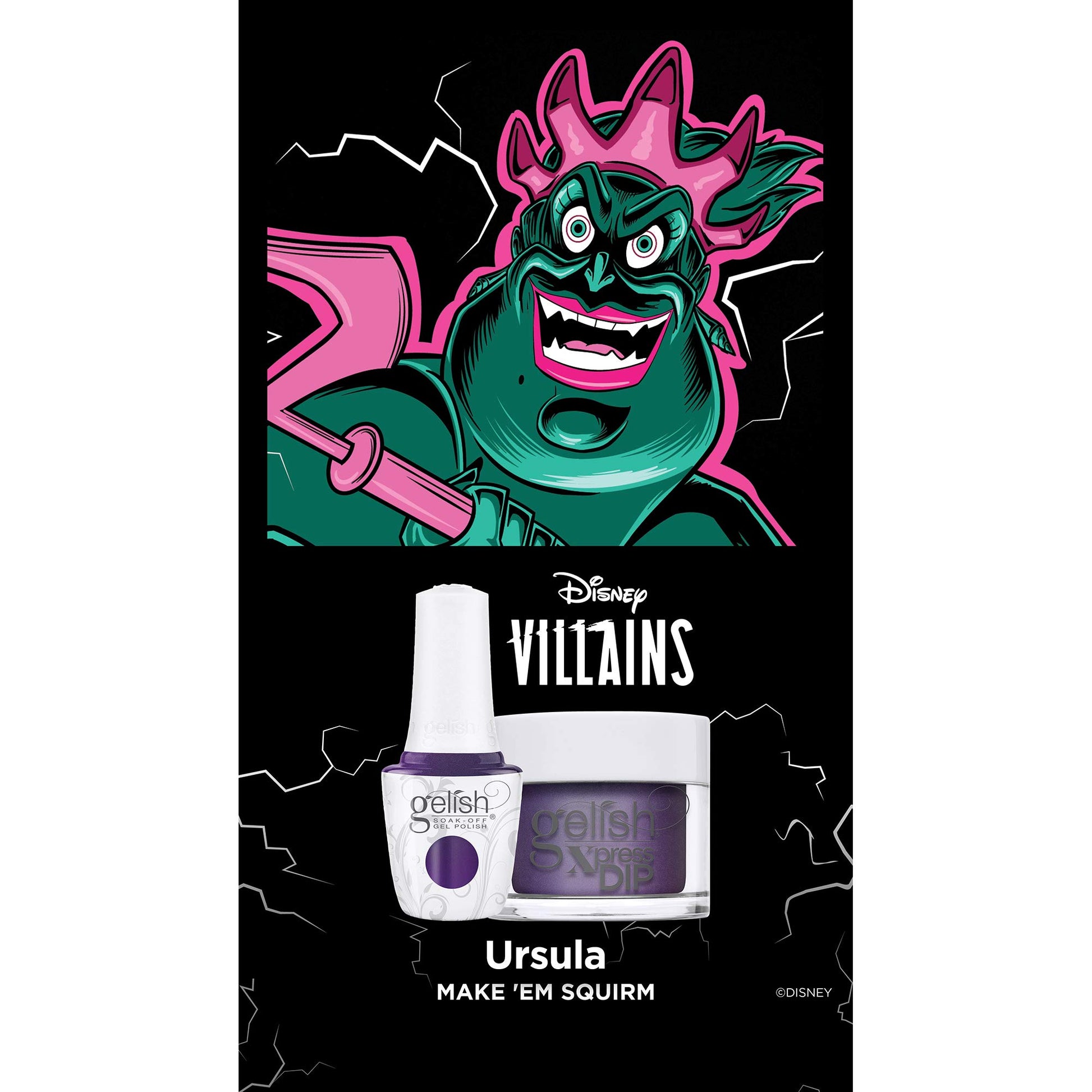 Black Gelish Xpress Dip "Make 'Em Squirm" Disney Villains Collection, 1.5 oz. - Purple/Blue Pearl