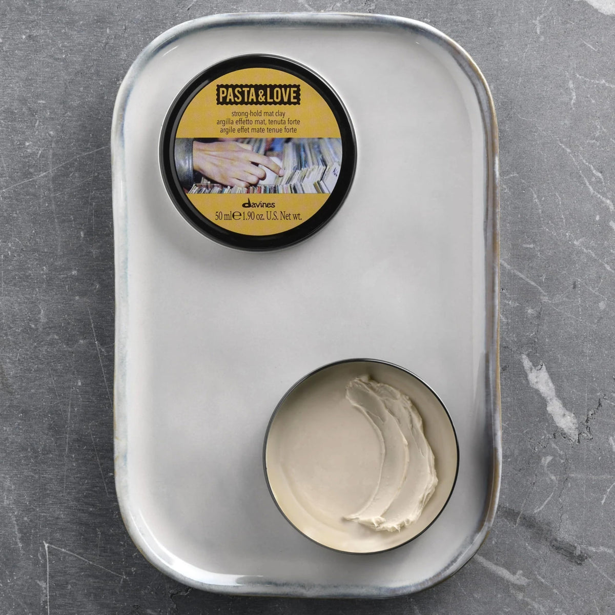 Gray Davines Pasta & Love Men's Strong Hold Styling Clay, Matte Effect Styling With Definition And Lasting Hold, 50 ml