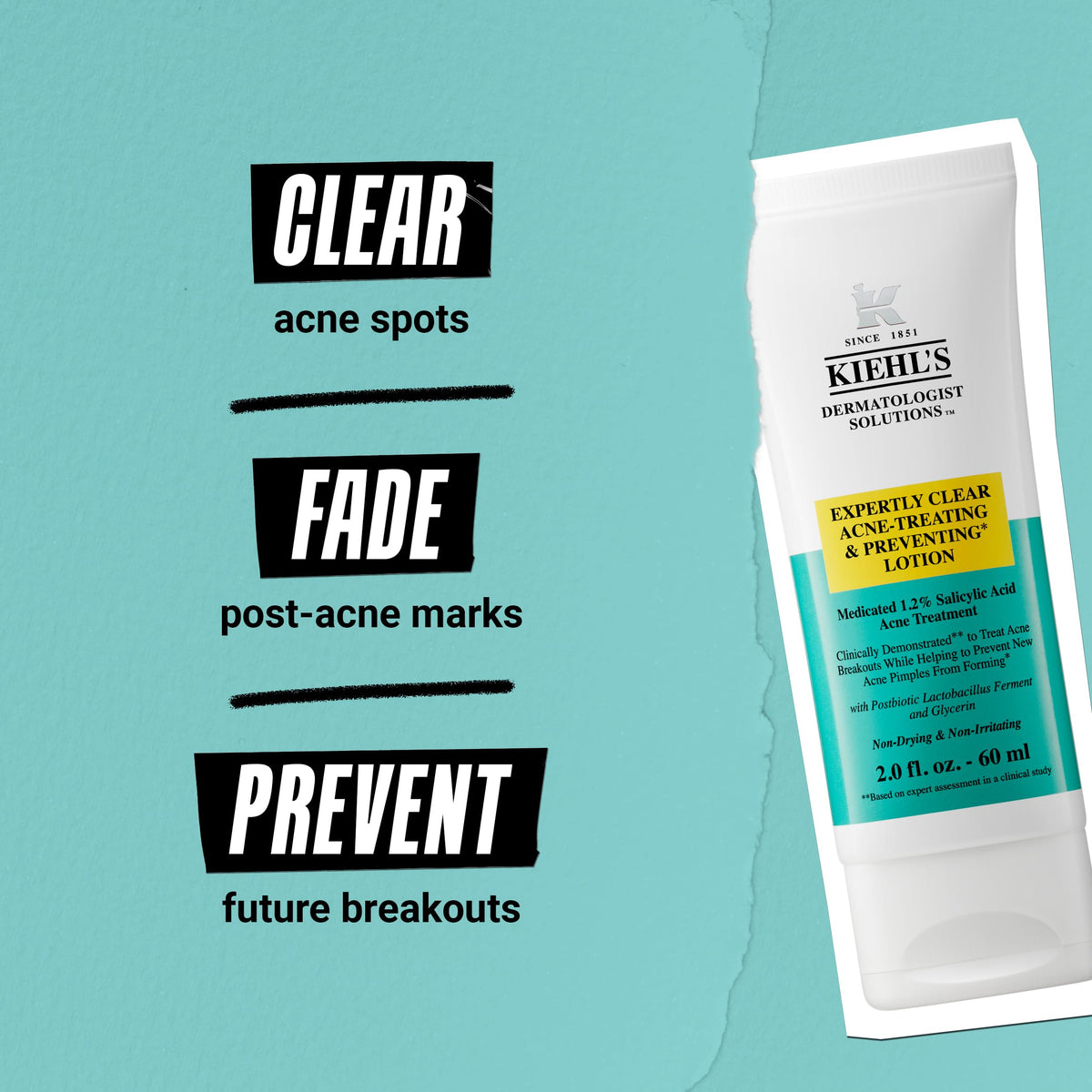 Sky Blue Kiehl's - Expertly Clear Moisturizer - Acne Treatment - 2 fl oz