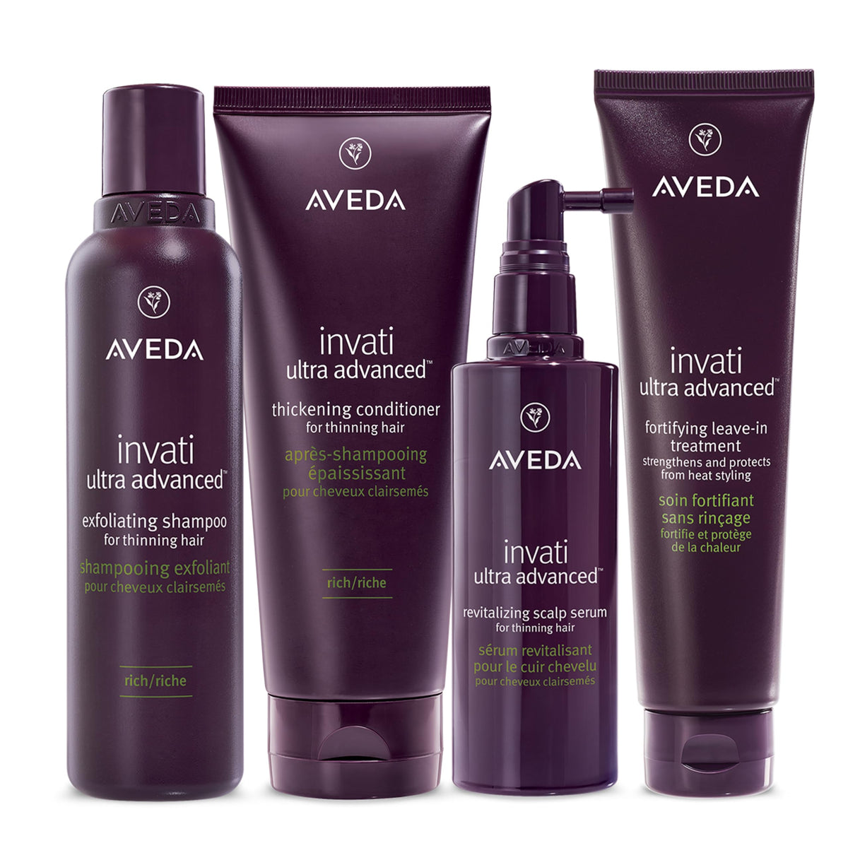 Dark Slate Gray Aveda Invati Ultra Advanced Light 4-Step System | Exfoliating Shampoo, Thickening Conditioner, Revitalizing Scalp Serum, Fortifying Leave-In Treatment | Reduces Hair Loss by 77%*
