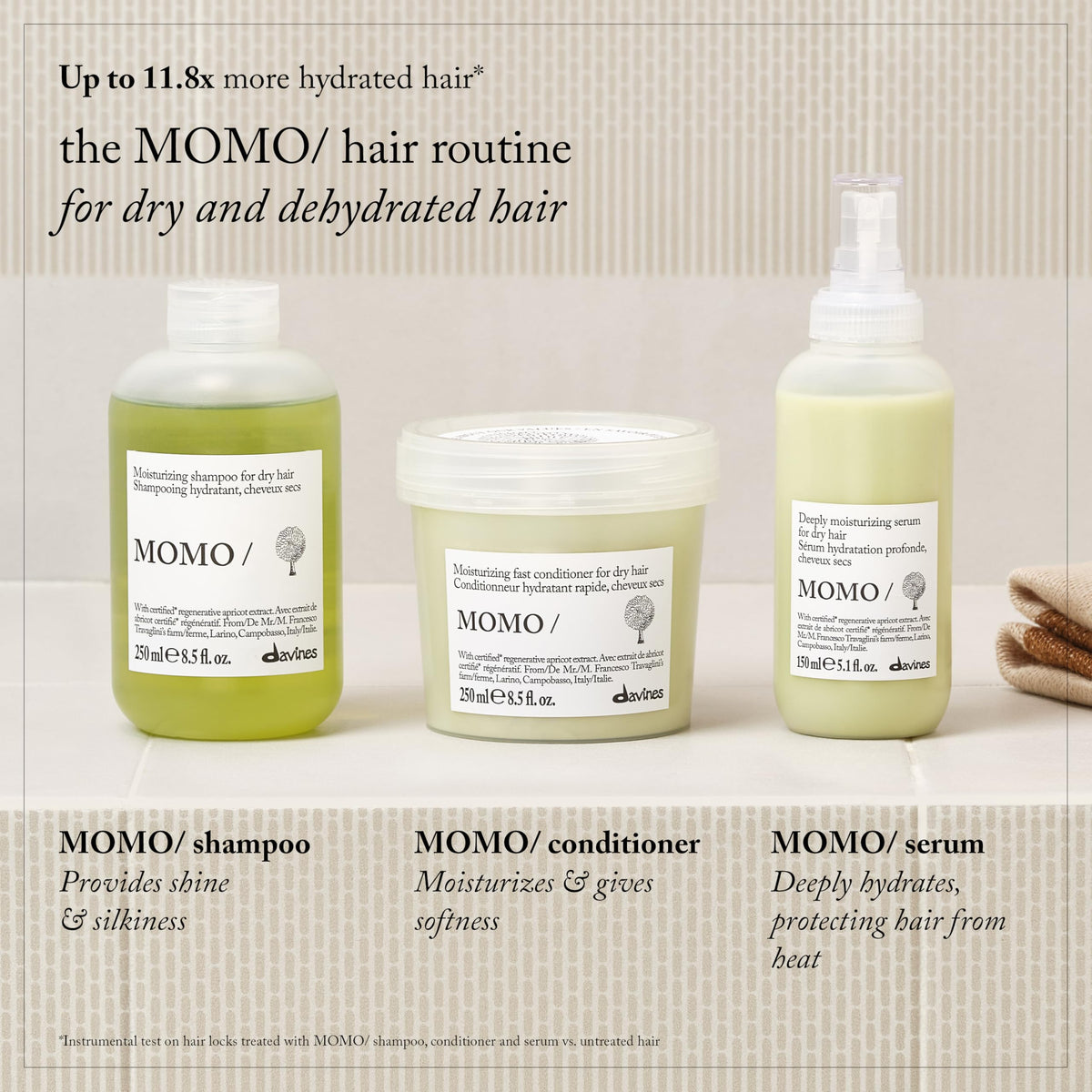 Light Gray Davines MOMO/Serum Deeply Moisturizing Leave-In For Dry, Dehydrated Hair