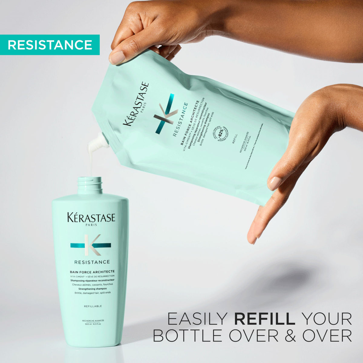 Light Gray KERASTASE Resistance Shampoo for Damage from Heat Styling, 16.9 Fl Oz